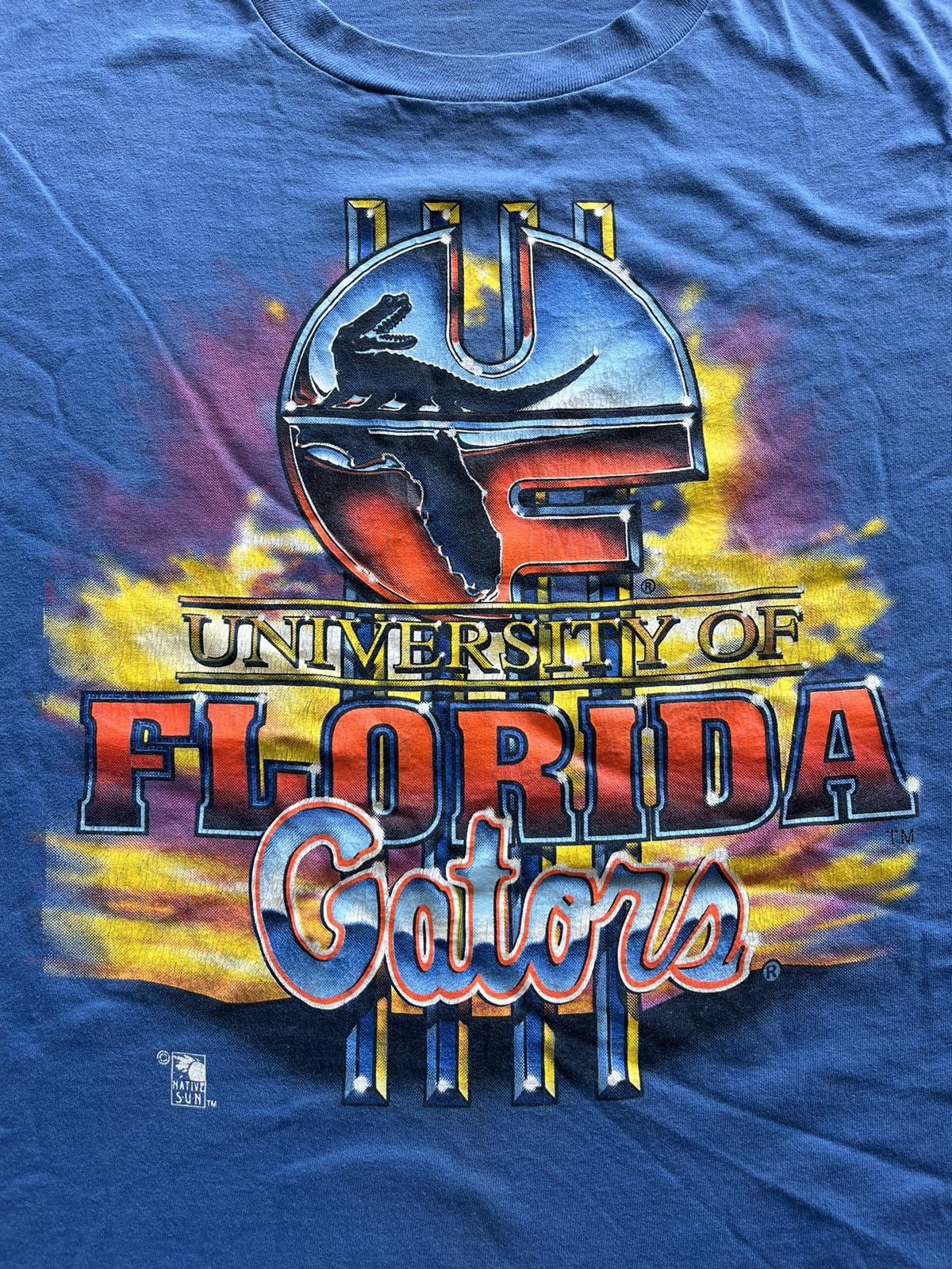NCAA × Vintage Vintage FLORIDA GATORS UNIVERSITY 90’s Native Sun tshirt Size US XL / EU 56 / 4 - 5 Thumbnail