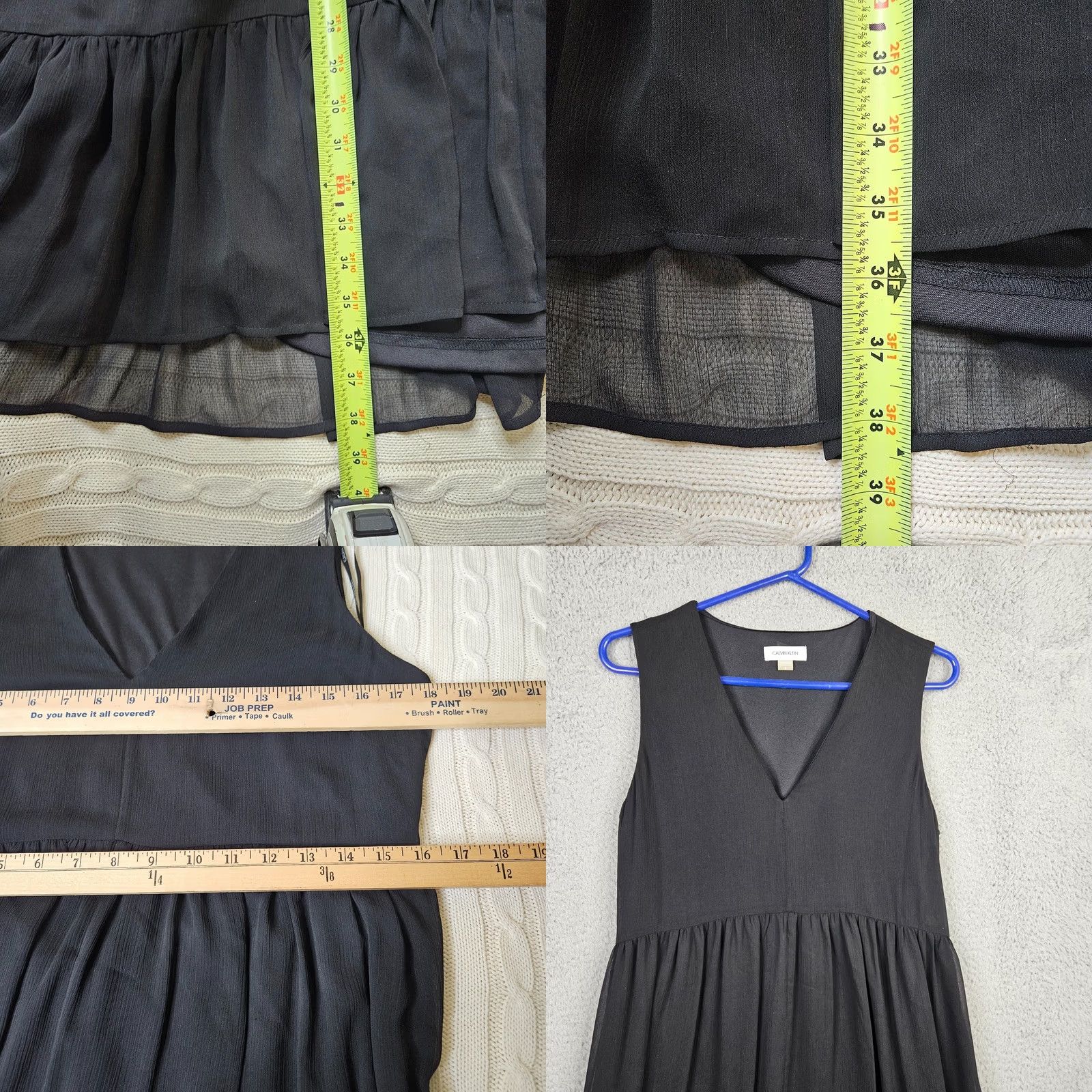 Calvin Klein Calvin Klein Dress Women's Black Tiered Knit A-Line Sleeveless V-Neck 8 NEW Size M / US 6-8 / IT 42-44 - 8 Thumbnail