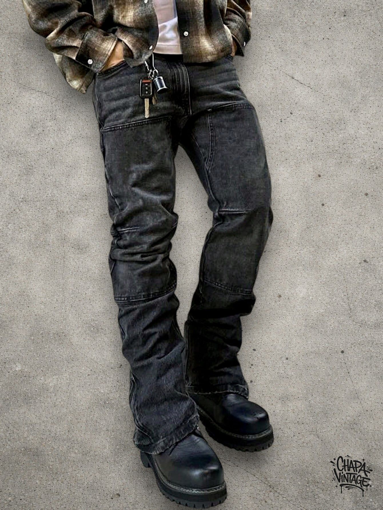 Japanese Brand Stacked slim fit jeans Size US 32 / EU 48 - 4 Thumbnail