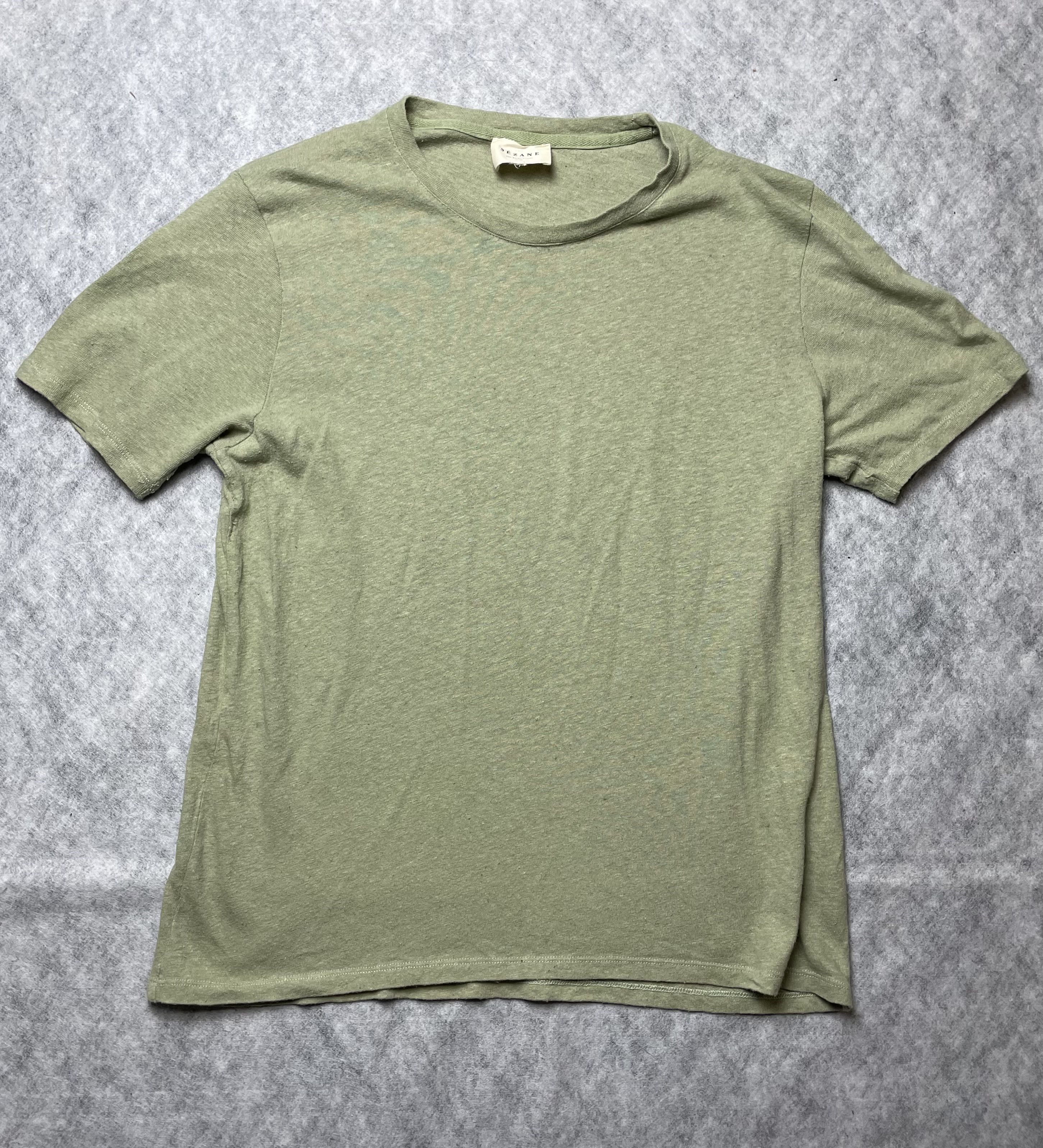 Sezane SEZANE Martha Khaki Cotton Linen T-shirt Size M / US 6-8 / IT 42-44 - 7 Thumbnail