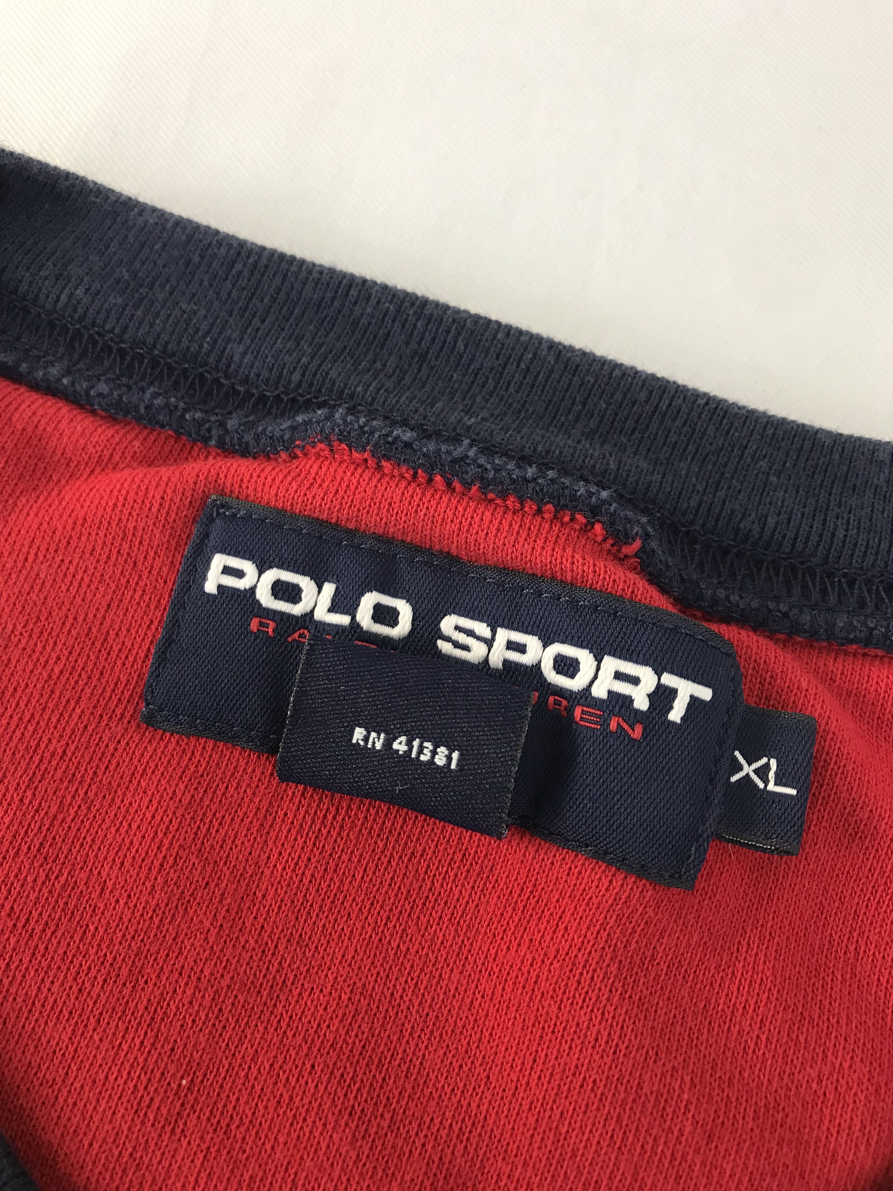 Polo Ralph Lauren 90s Polo Sport Ralph Lauren V Neck Printed Tee Size US XL / EU 56 / 4 - 5 Thumbnail