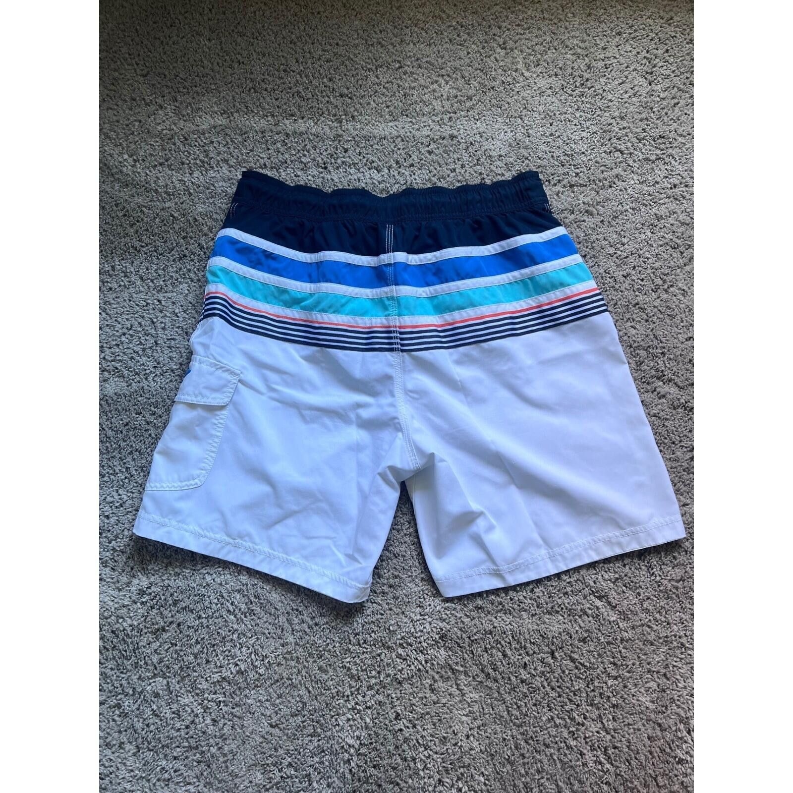 Speedo Speedo Mens Board Shorts White Striped Swim Trunks Size M Size US 32 / EU 48 - 5 Thumbnail