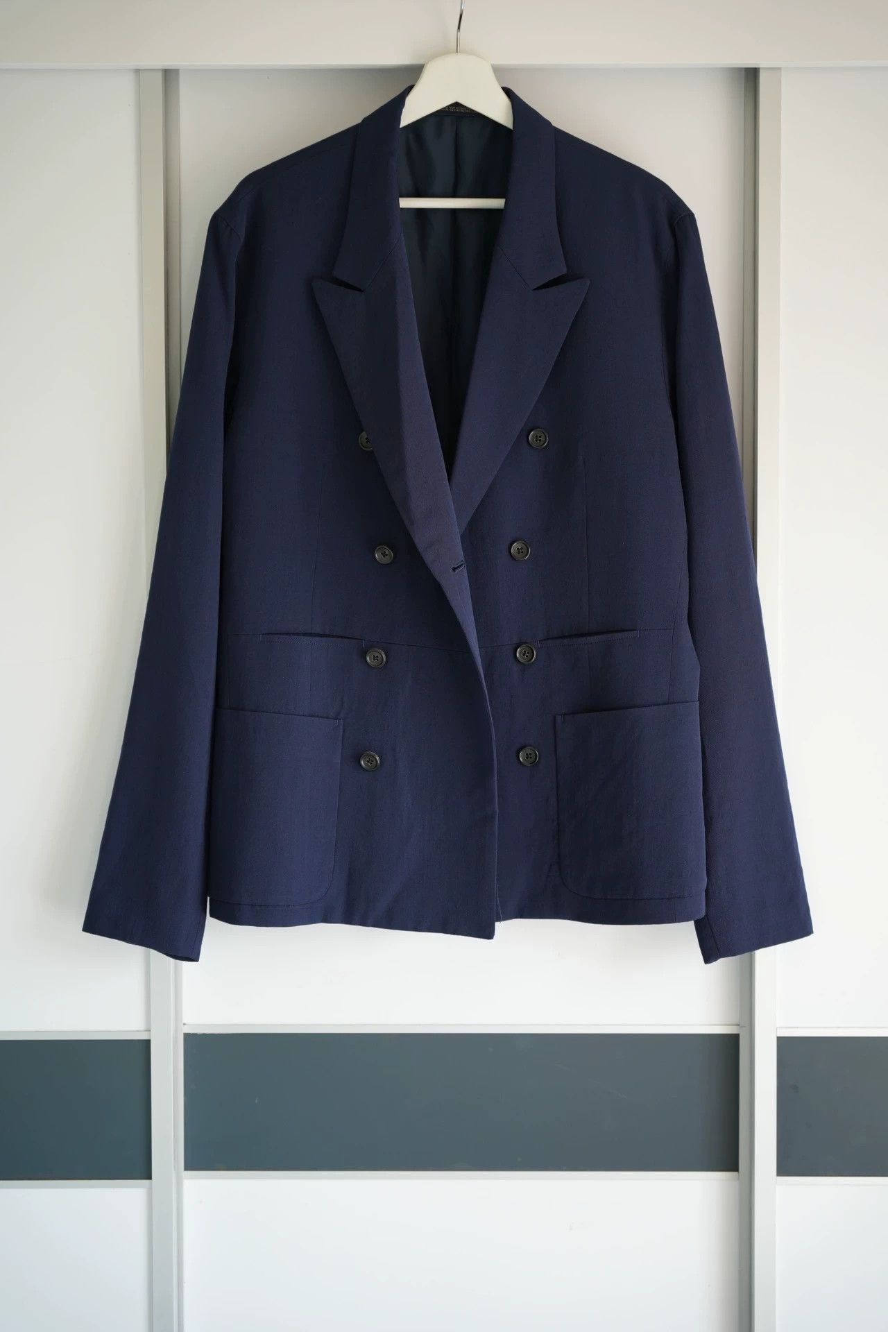 Yohji Yamamoto Blue Double-Breasted Blazer - Size M Size US M / EU 48-50 / 2 - 1 Thumbnail