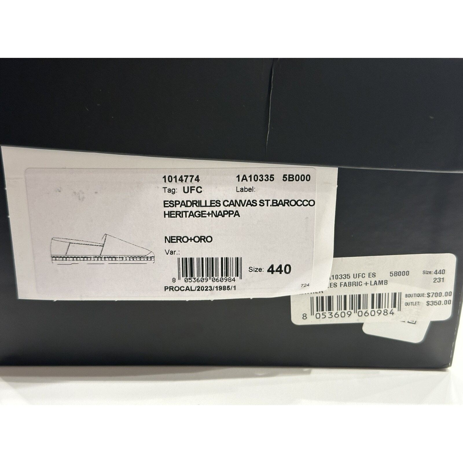 Versace VERSACE Barocco Gold/Black Canvas Espadrilles 11 1014774 Size US 11 / EU 44 - 17 Thumbnail