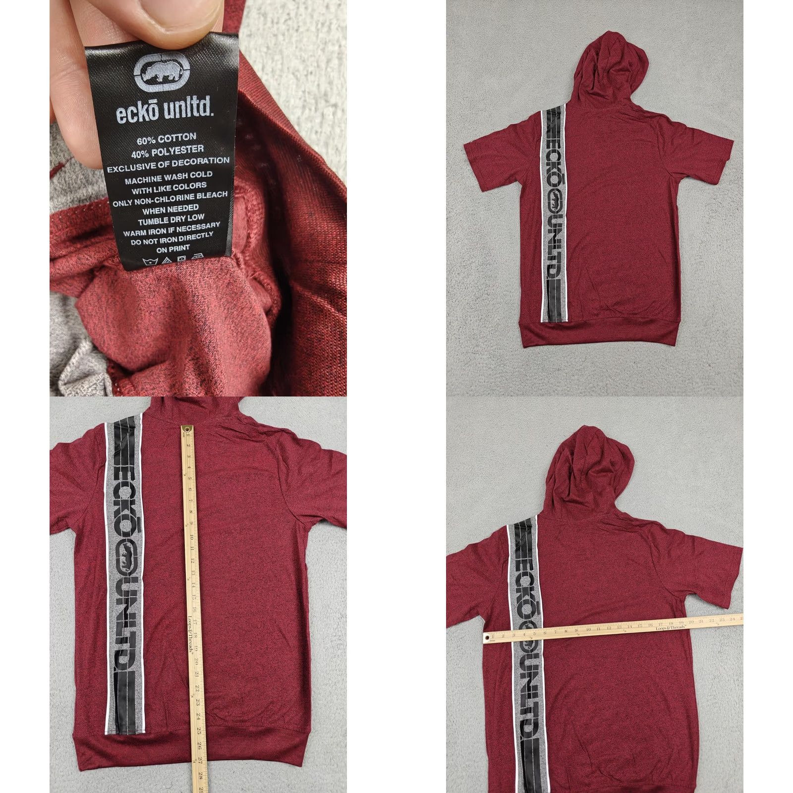 Ecko Unltd. Ecko Unltd Mens Short Sleeve Hoodie Shirt Crimson Marbled Small Graphic Sweatshirt Size US S / EU 44-46 / 1 - 8 Thumbnail