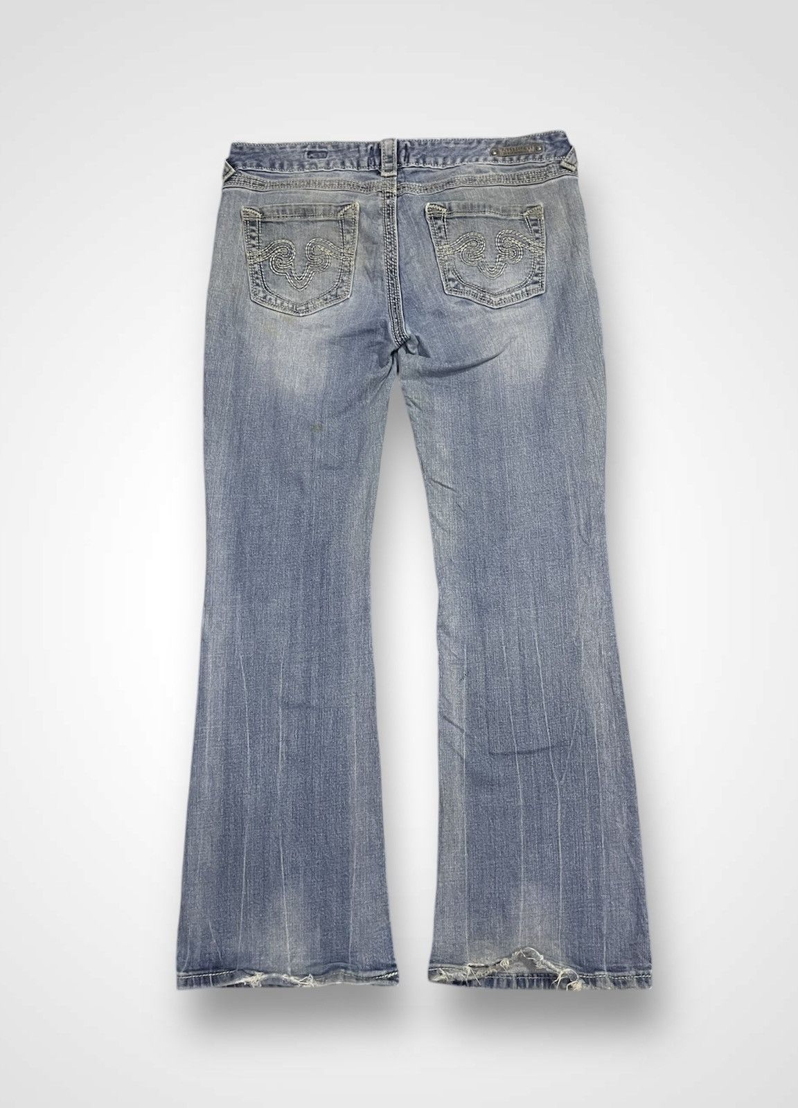 Japanese Brand Ne Rock for Express Distressed Flare Jeans (14) Size 33" - 2 Thumbnail