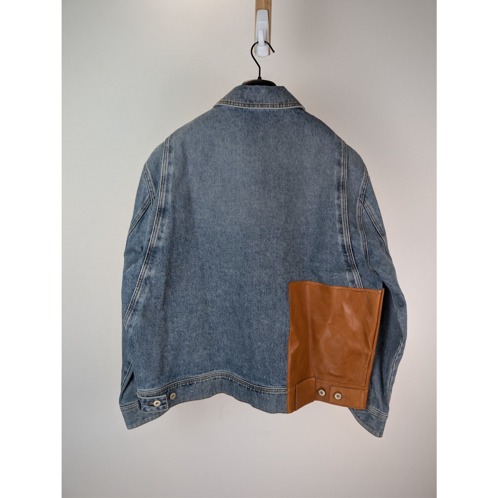 Loewe o1rshd1 Contrast Leather Panelling Denim Jacket in Blue Size US L / EU 52-54 / 3 - 8 Thumbnail
