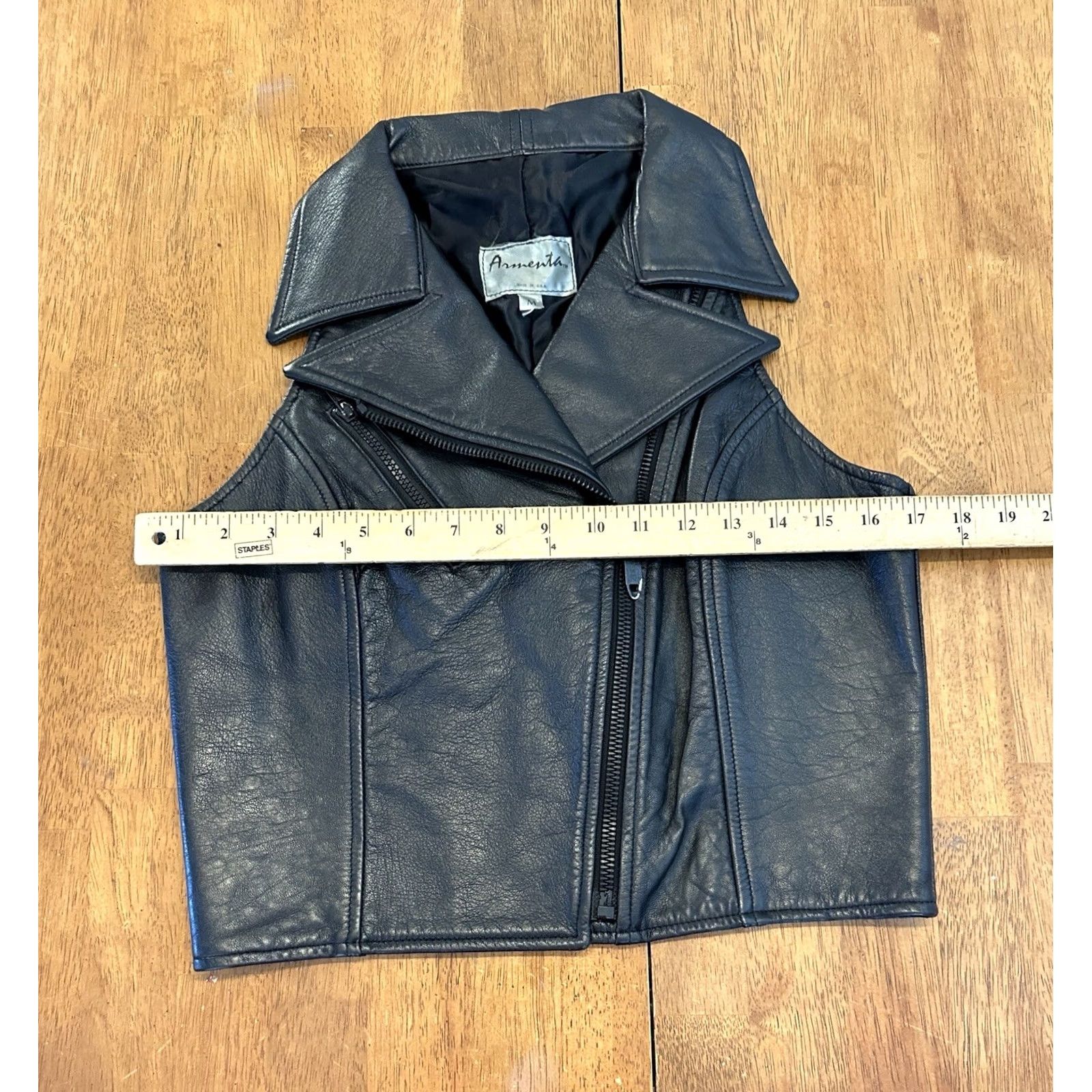 Vintage VINTAGE Armenta Leather Biker Vest Full Zip Black Medium Made In USA 80s Womens Size M / US 6-8 / IT 42-44 - 5 Thumbnail