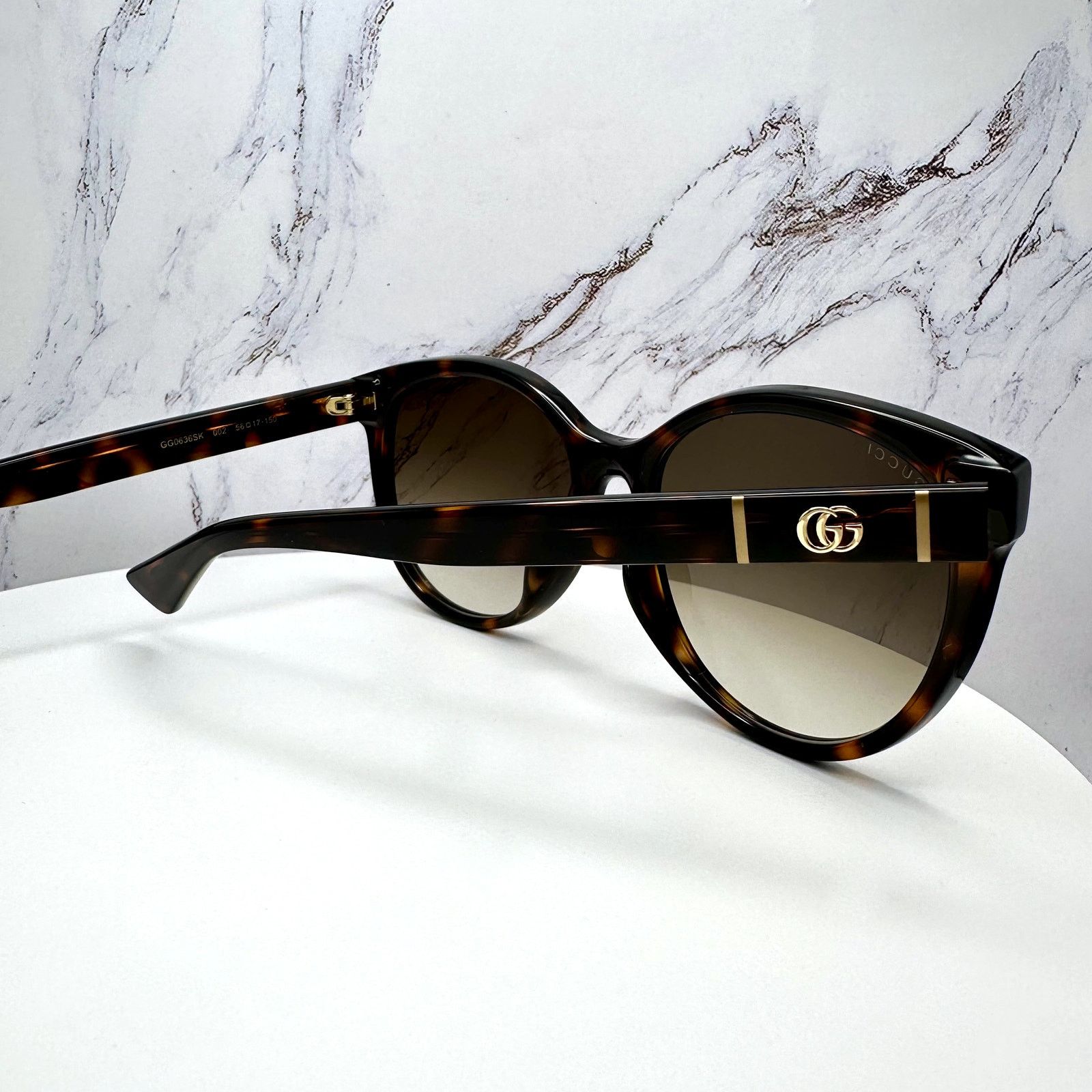 Gucci New GUCCI Sunglasses 56mm Brown Tortoise Round Gold Metal Size ONE SIZE - 14 Thumbnail