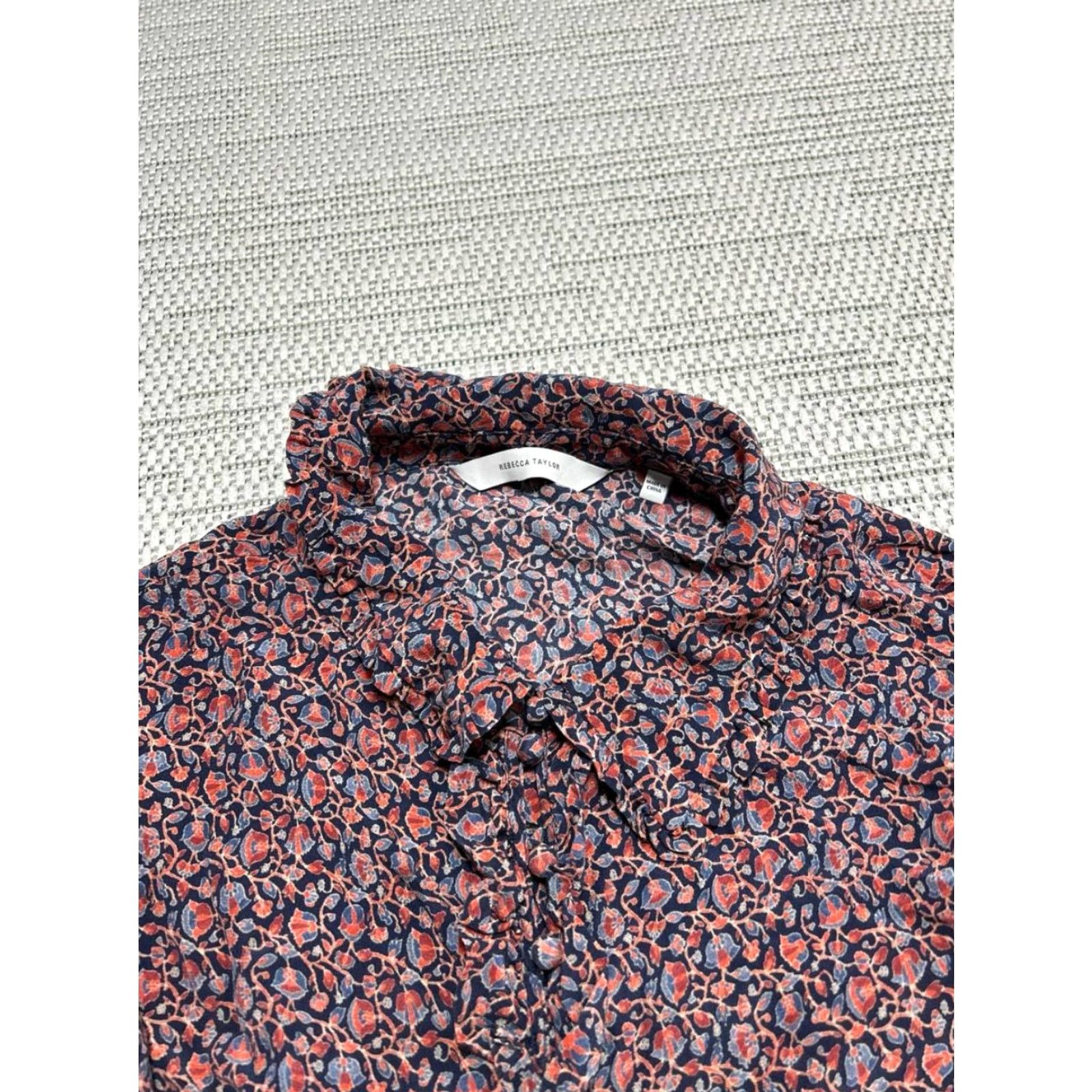 Rebecca Taylor Rebecca Taylor Blouse Womens 14 Multicolor Floral Silk Collared Shirt Size XL / US 12-14 / IT 48-50 - 3 Thumbnail