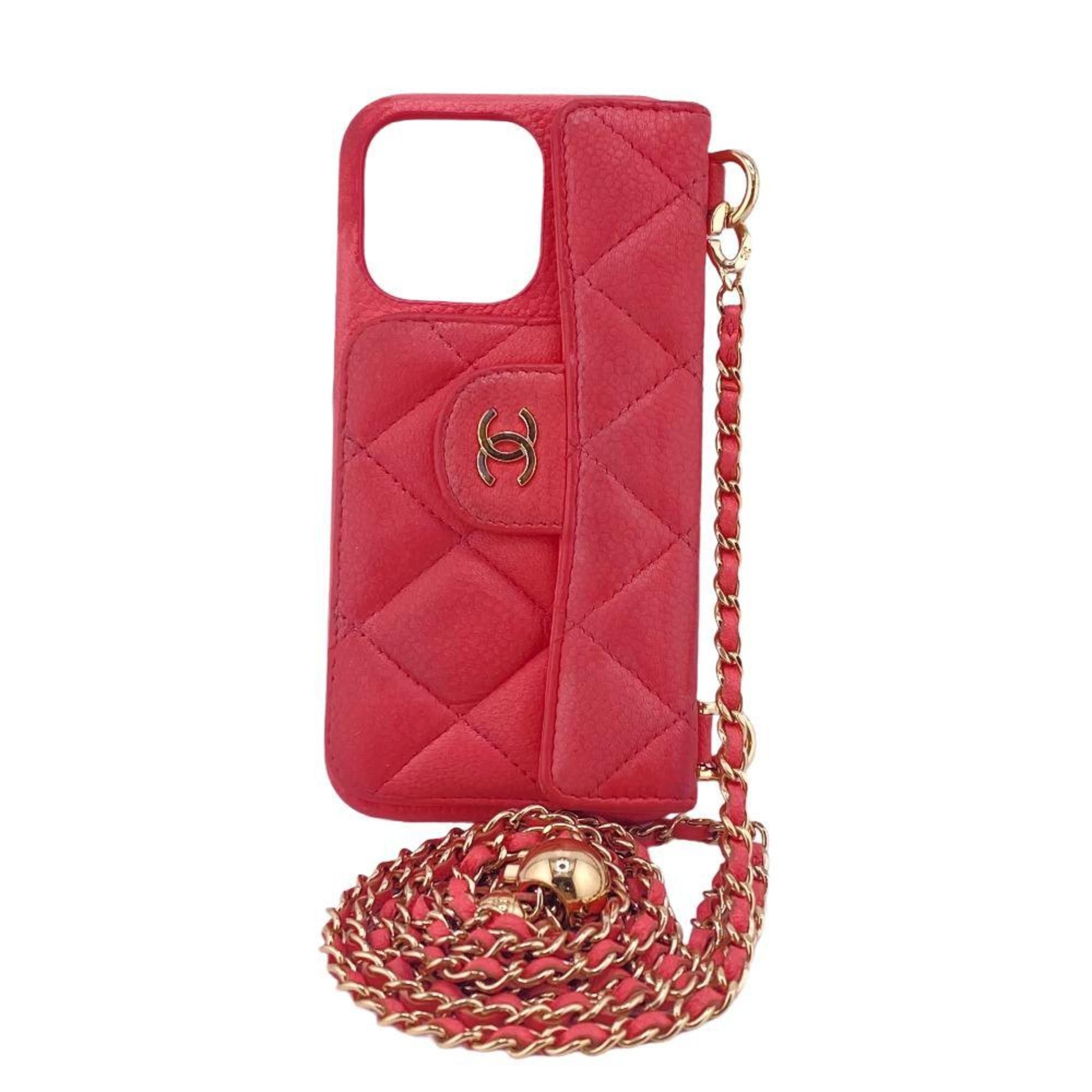 image of Chanel Coco Ball Smartphone Case Iphone13Pro Chain Shoulder Phone/smartphone Pink Women's Z0006648
