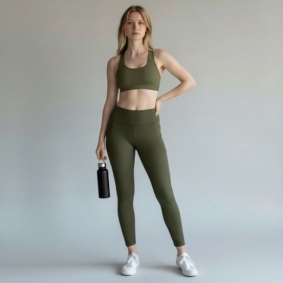 Vuori Vuori Olive Green Women's Active Leggings Size 34" / US 12 / IT 48 - 1 Thumbnail