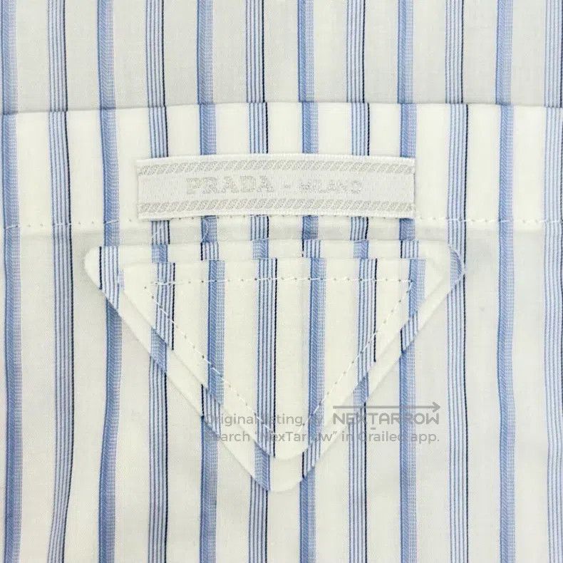 Prada Prada Blue and white vertical striped shirt with belt Size XS / US 0-2 / IT 36-38 - 8 Thumbnail