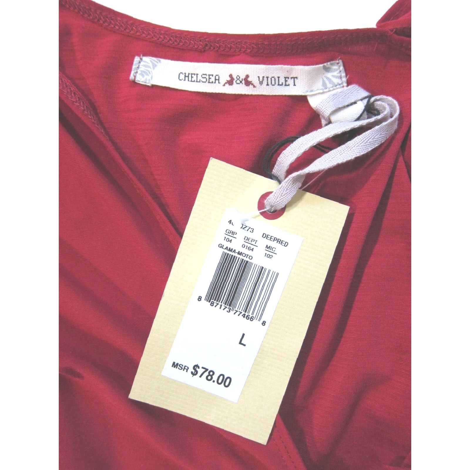 Vintage Chelsea & Violet NWT Blouse Women L Sleeveless Red Stretch Glama Moto Wrap V-Neck Top Size L / US 10 / IT 46 - 3 Thumbnail