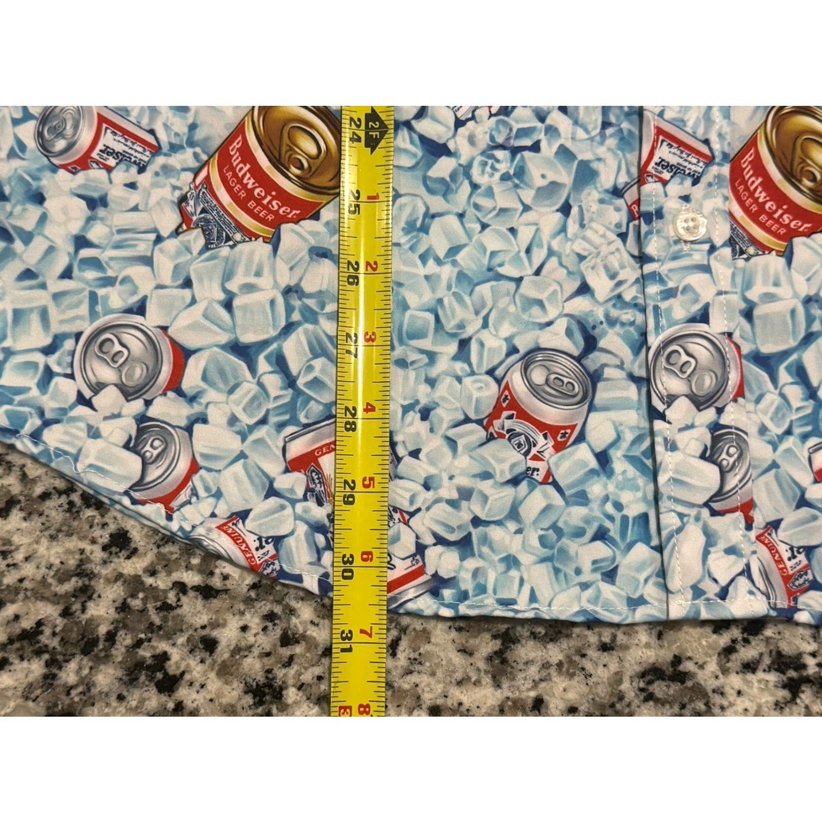 Budweiser RSVLTS Shirt Mens Large Blue Dads Cooler Budweiser Shirt Short Sleeve Button Up Size US L / EU 52-54 / 3 - 3 Thumbnail