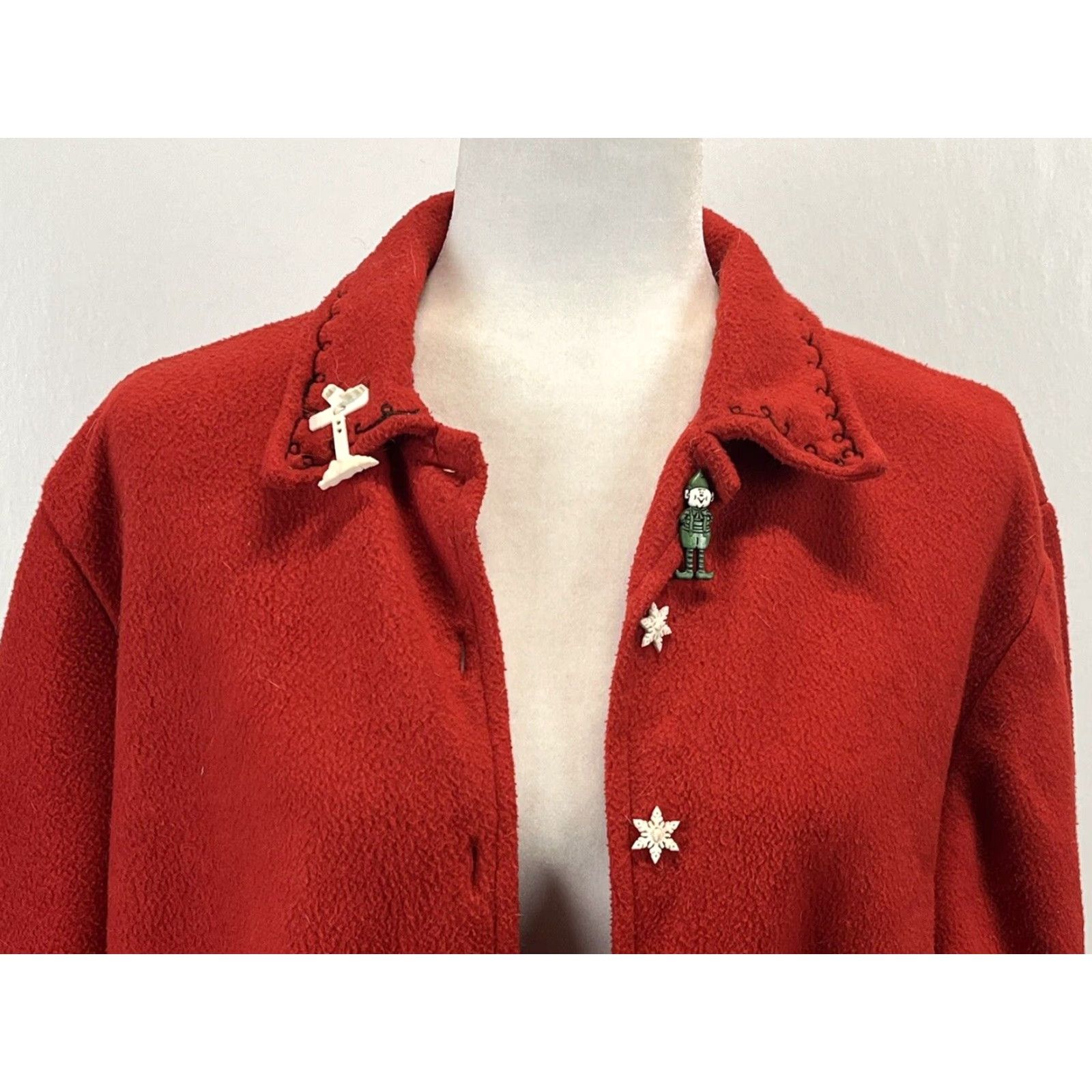Vintage VINTAGE Take Two Fleece Jacket Womens Christmas Cats Medium Red | Jacket | Women | Vintage 2000s Size M / US 6-8 / IT 42-44 - 5 Thumbnail