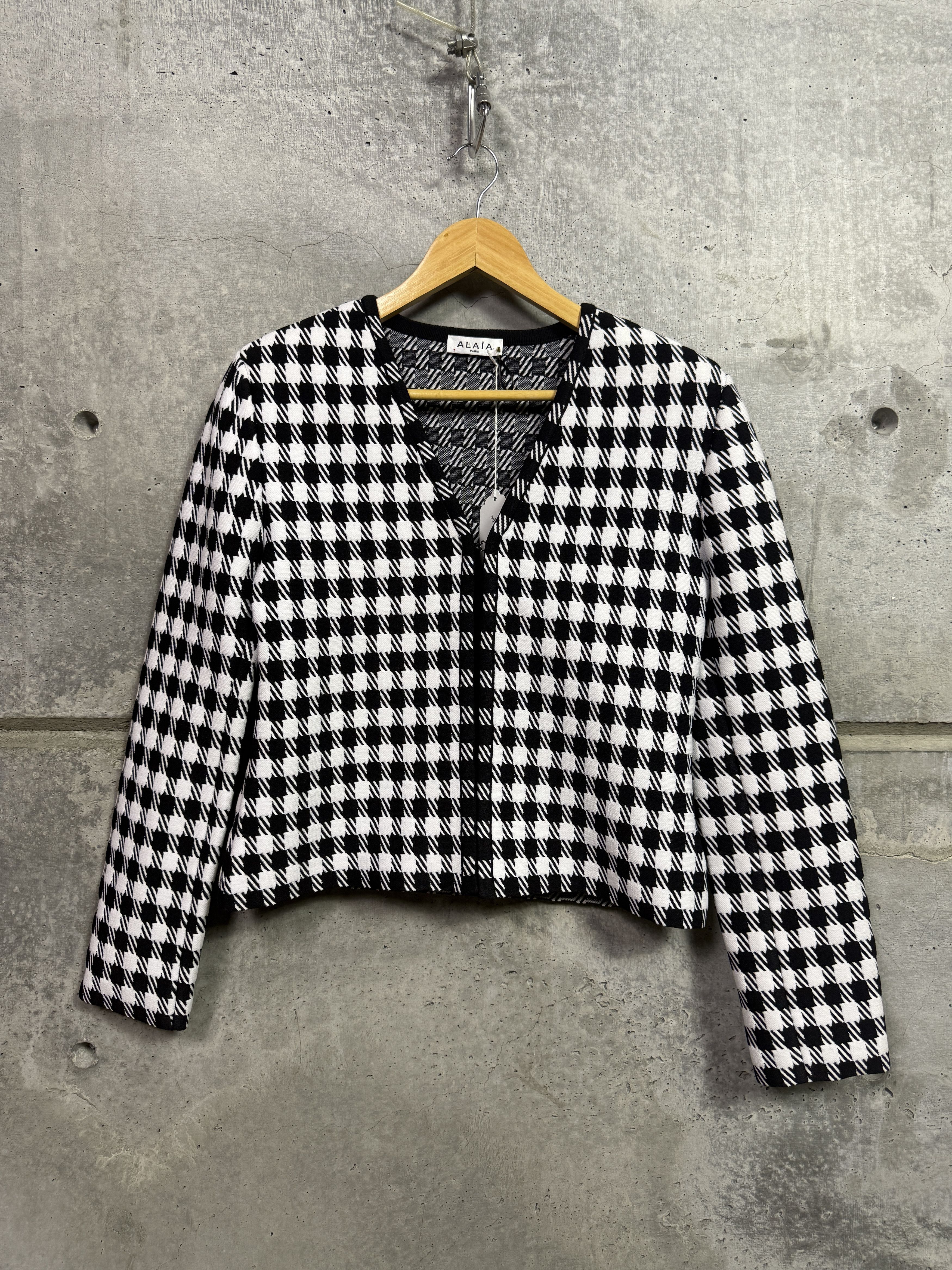 Alaia Alaia Black White Houndstooth Tati Knit Cardigan Sweater 40 Size S / US 4 / IT 40 - 1 Thumbnail