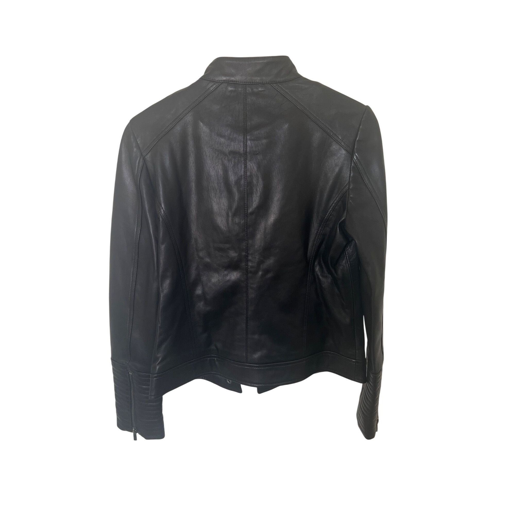 Neiman Marcus Neiman Marcus Black Leather Moto Jacket Size XS / US 0-2 / IT 36-38 - 10 Thumbnail