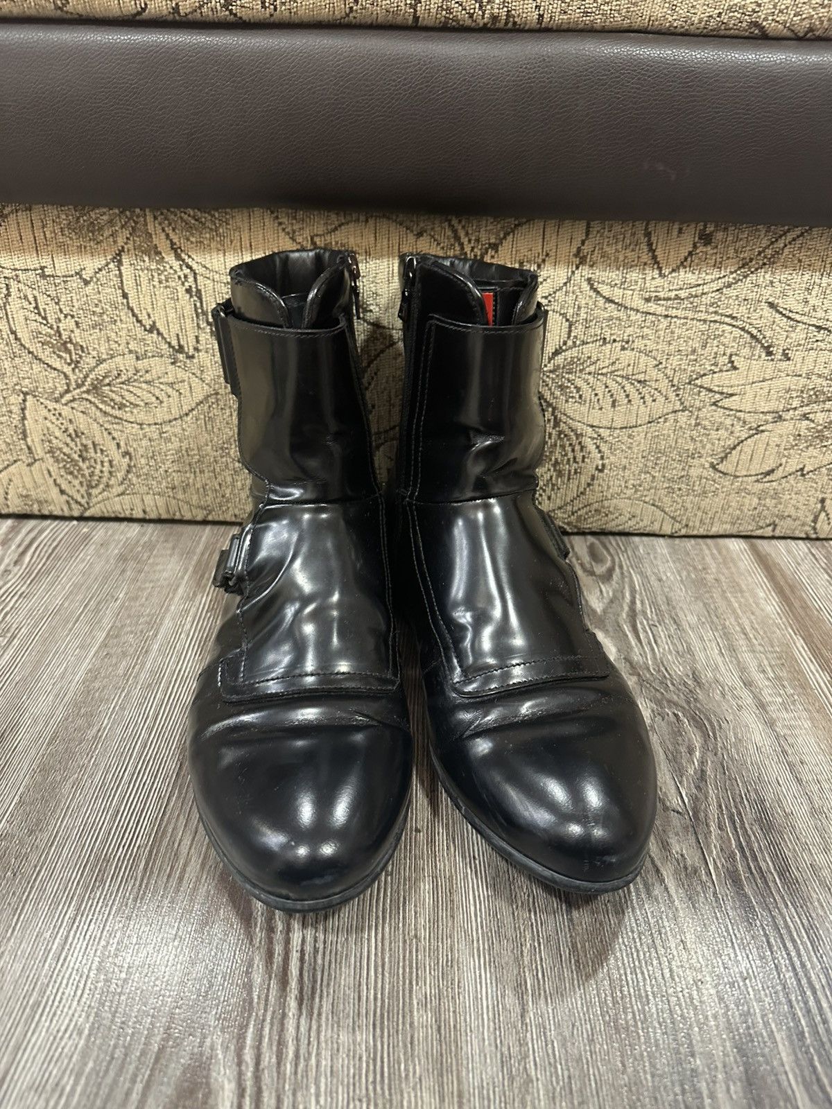 Leather × Prada × Vintage Vintage early 2000s Prada leather moto boots size 8,5 Size US 8.5 / EU 41-42 - 4 Thumbnail