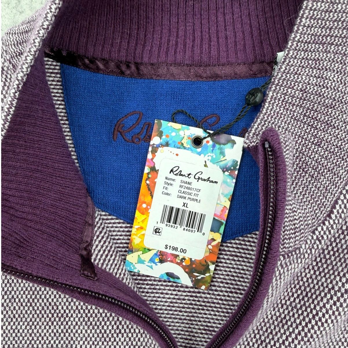 Robert Graham NWT Robert Graham Shane Purple Quarter Zip Knit Sweater Size US XL / EU 56 / 4 - 4 Thumbnail