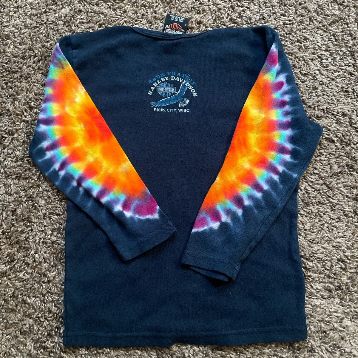 Harley Davidson × Vintage Tie-dye Harley Davidson 3/4 sleeve tee Size S / US 4 / IT 40 - 4 Thumbnail