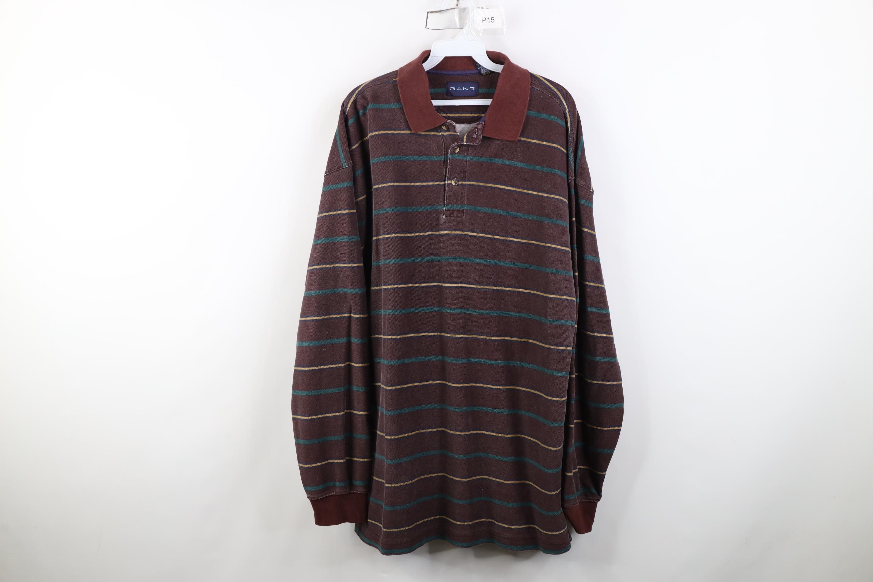 Vintage Vintage 90s Streetwear Striped Long Sleeve Rugby Polo Shirt Size US XL / EU 56 / 4 - 1 Thumbnail
