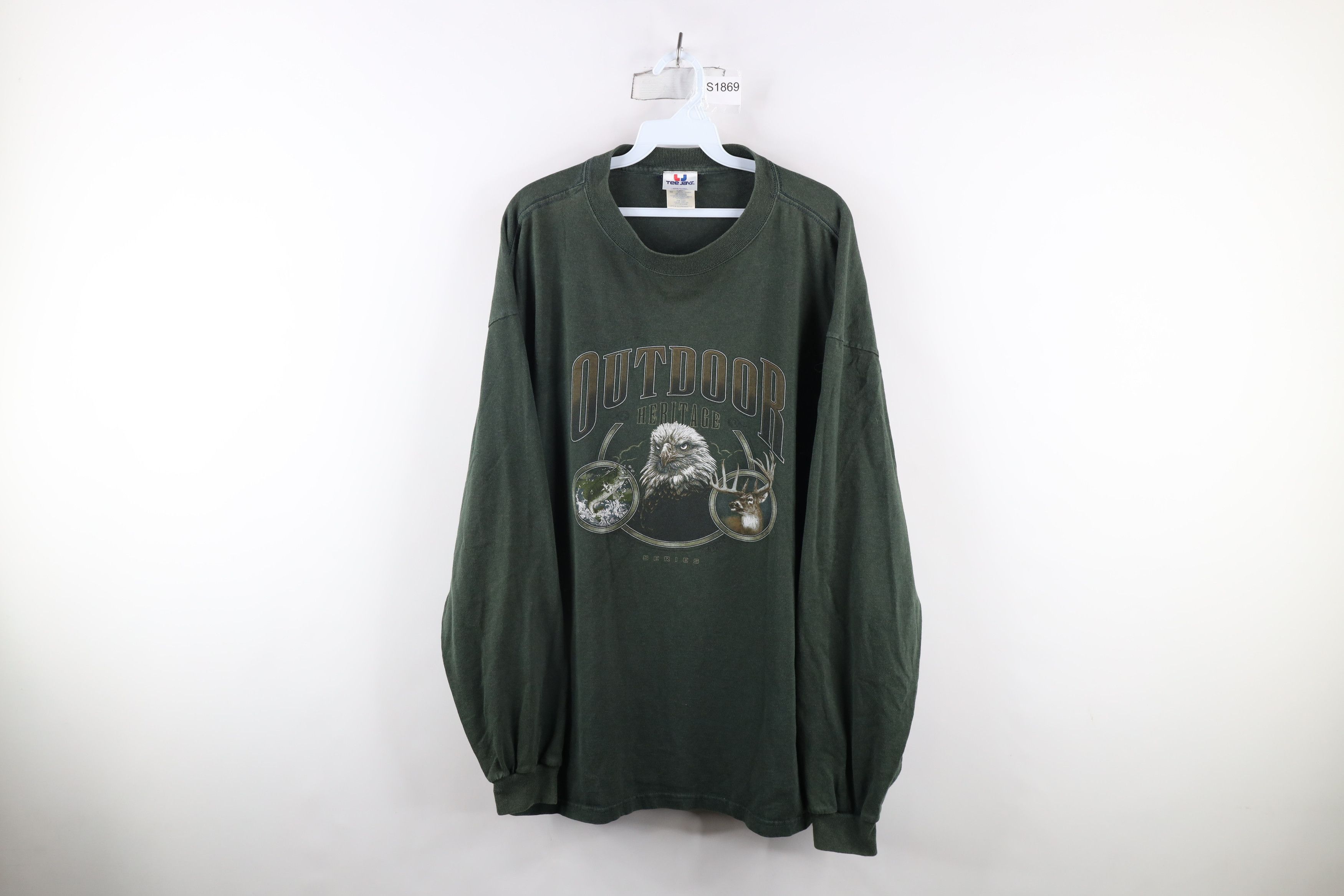 Vintage Vintage 90s Streetwear Eagle Deer Fish Long Sleeve T-Shirt Size US XL / EU 56 / 4 - 1 Thumbnail