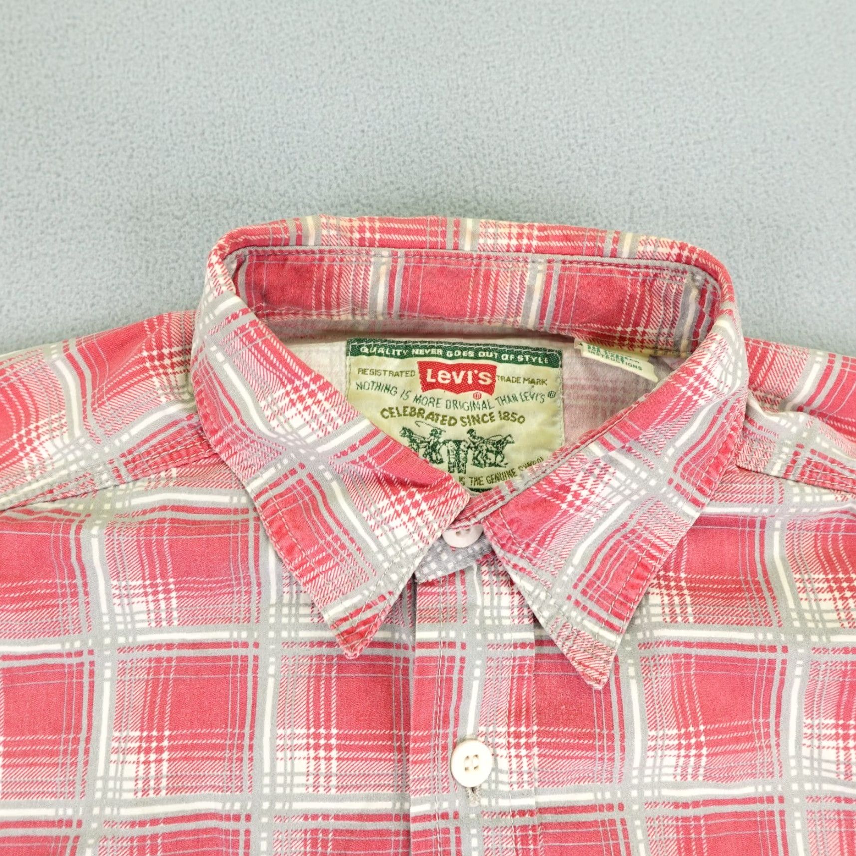 Levi's VINTAGE Levi's Shirt Men Medium Plaid Button-Up 90s Classic Cotton Twill Red Size US M / EU 48-50 / 2 - 2 Thumbnail