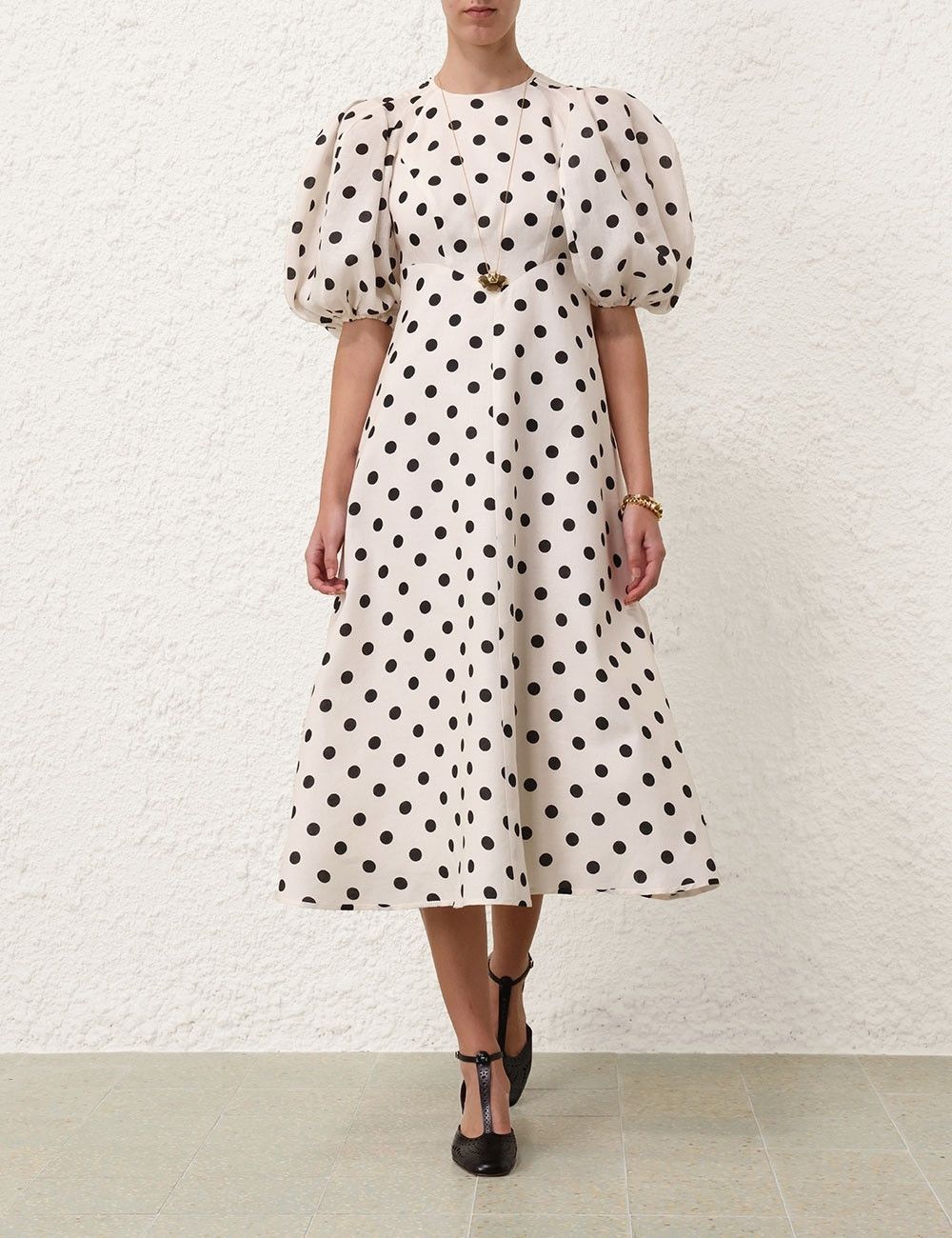 Zimmermann oc11z0825 Midi Day Dress in Cream/Black Size XS / US 0-2 / IT 36-38 - 2 Thumbnail