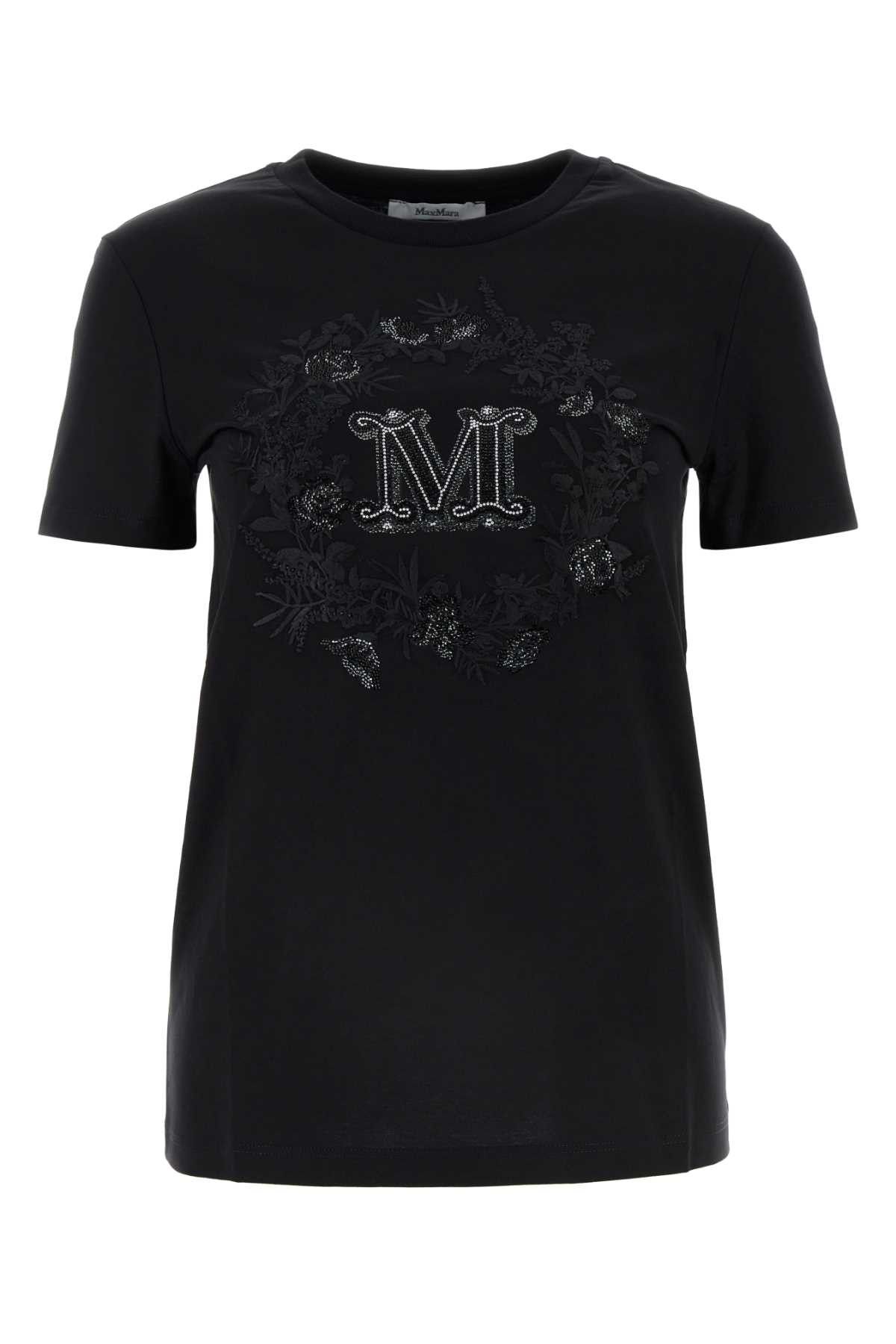 image of Max Mara Black Cotton Elmo T-Shirt, Women's (Size XS)