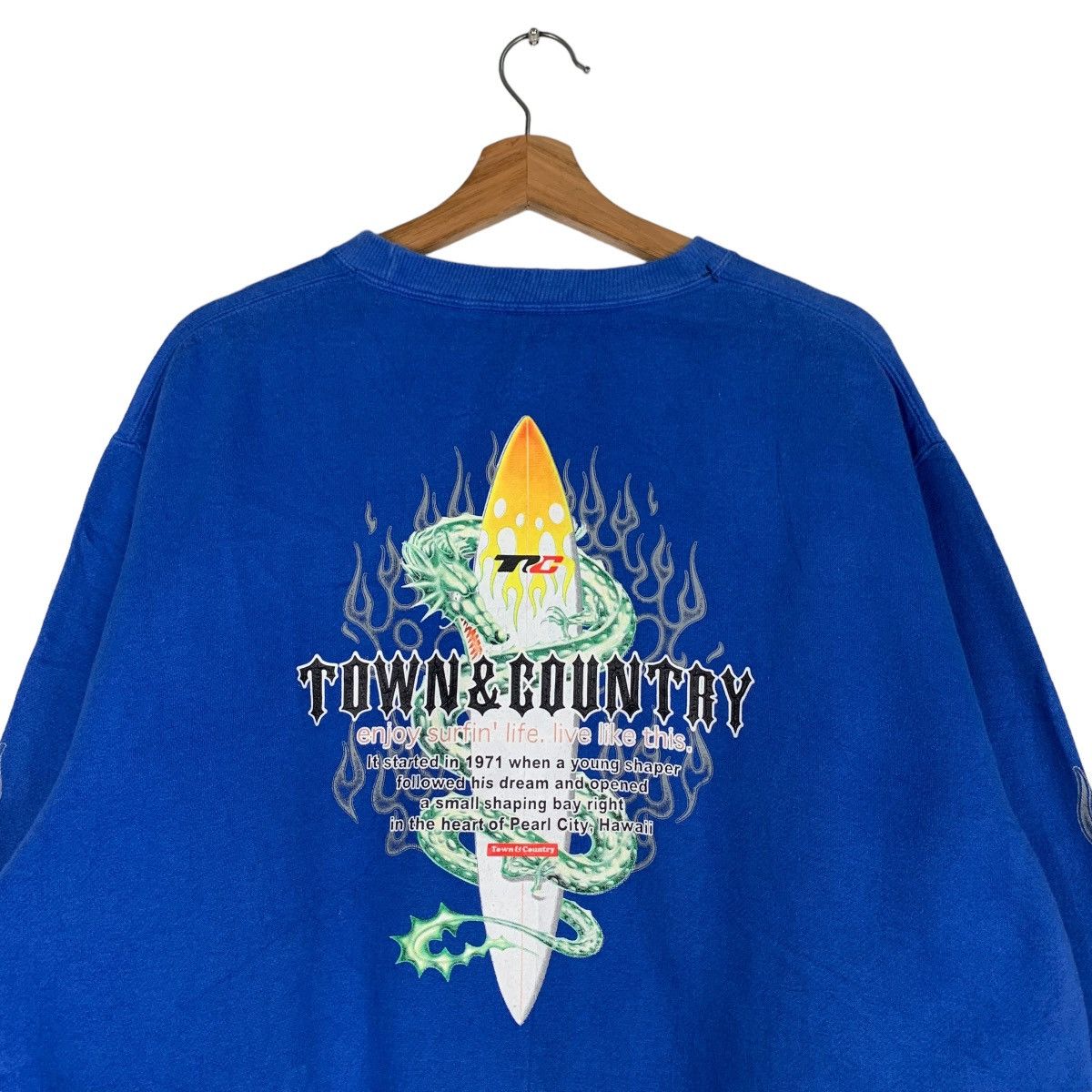Japanese Brand TOWN & COUNTY Surfboard Wear Big Logo Sweatshirts #0718-C33 Size US L / EU 52-54 / 3 - 9 Thumbnail
