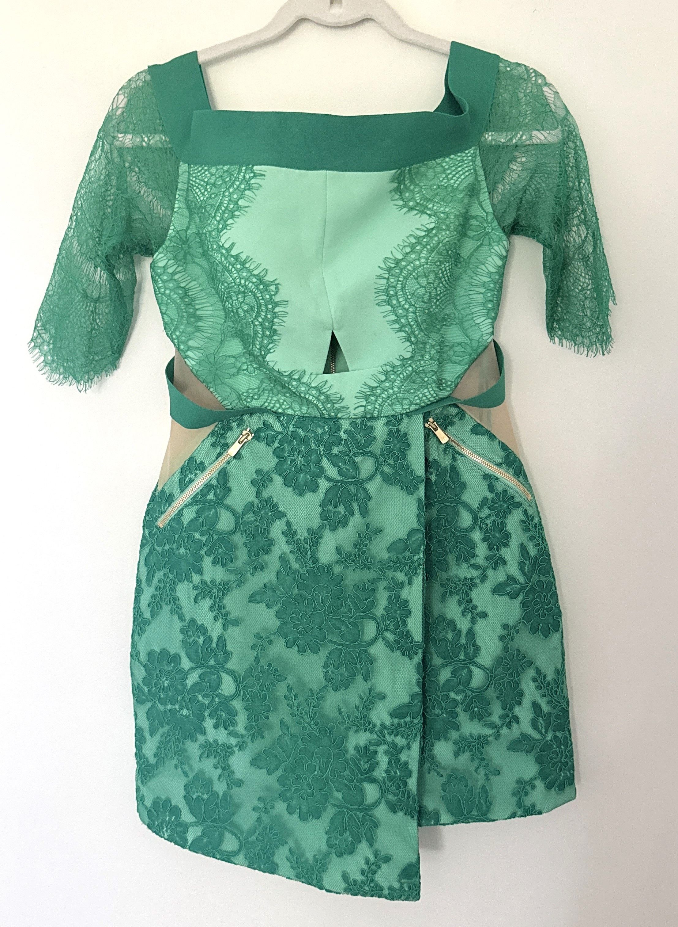 Other Three Floor Lace Is More Dress Jungle Celadon Exposed Zip Size M / US 6-8 / IT 42-44 - 2 Thumbnail