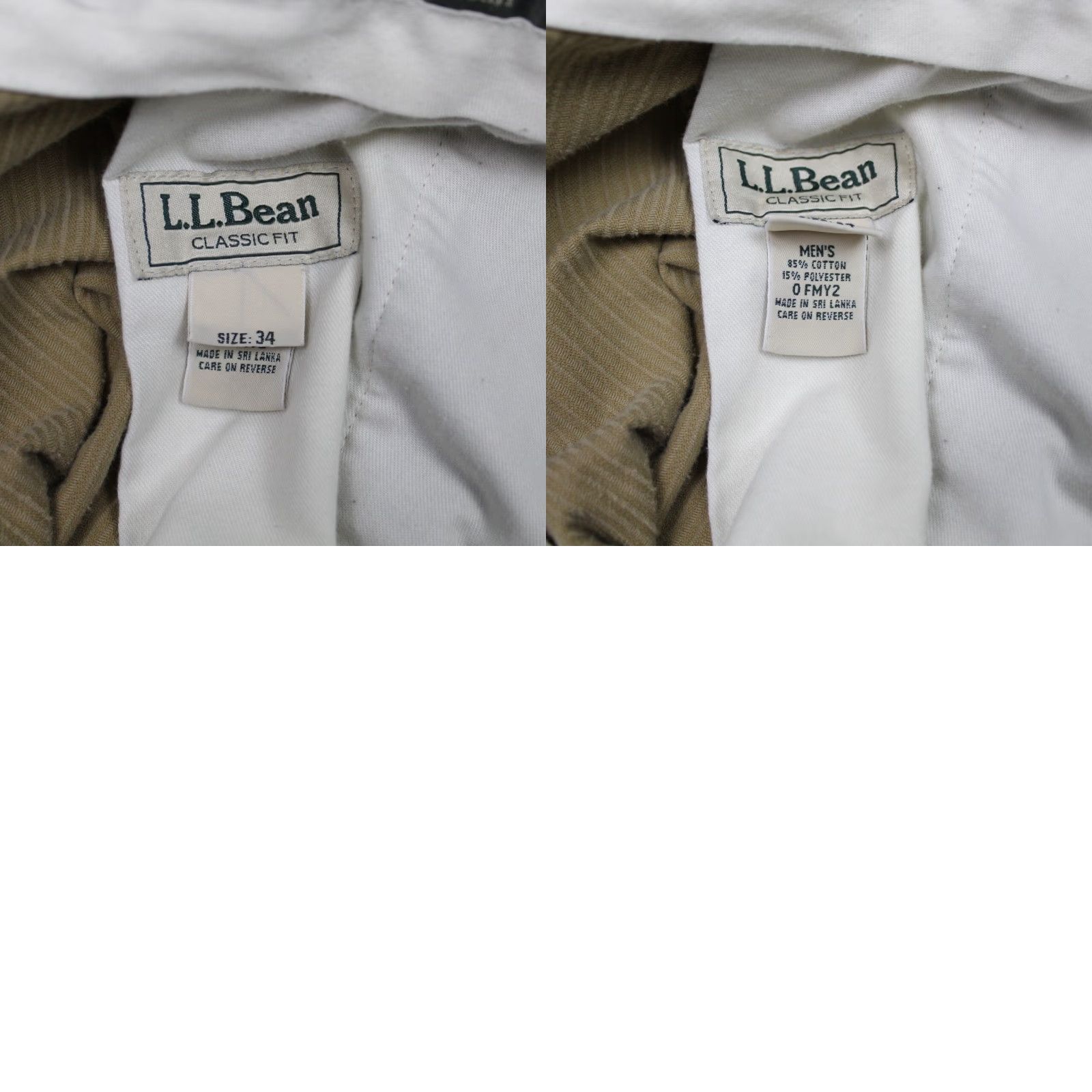 Vintage L.L. Bean Corduroy Pants Mens 34 Beige Classic Fit Pleated Straight Inseam 30" Size US 34 / EU 50 - 9 Thumbnail