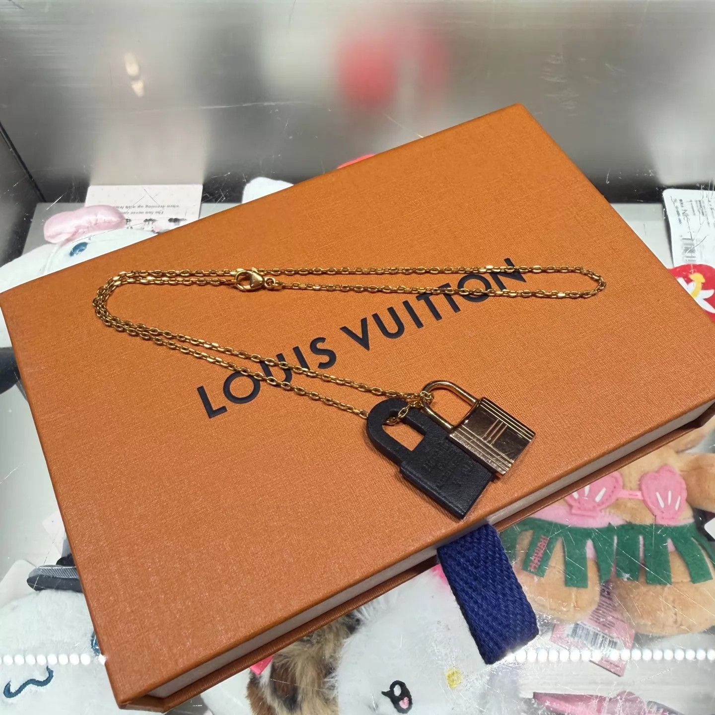 Hermes Hermes O'Kelly Black Rose Gold Lock Dual-Pendant Necklace Size ONE SIZE - 1 Thumbnail