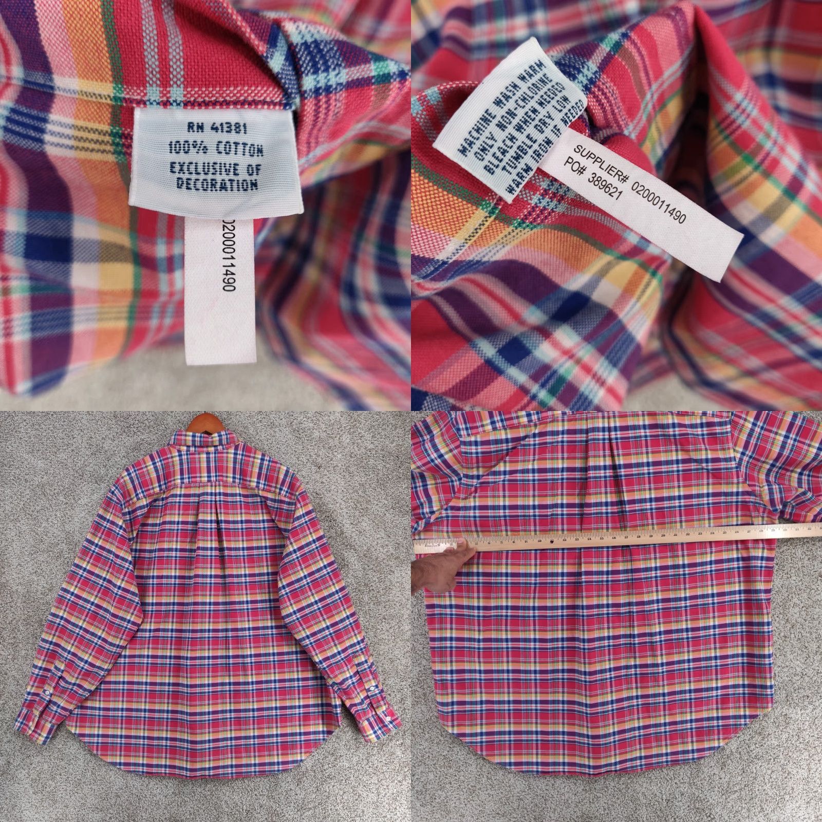 Polo Ralph Lauren Polo Ralph Lauren Shirt Mens 2XB 2XL Big & Tall Plaid Long Sleeve Button-Up Collared Navy Pony Color: Multicolor Size US XXL / EU 58 / 5 - 8 Thumbnail