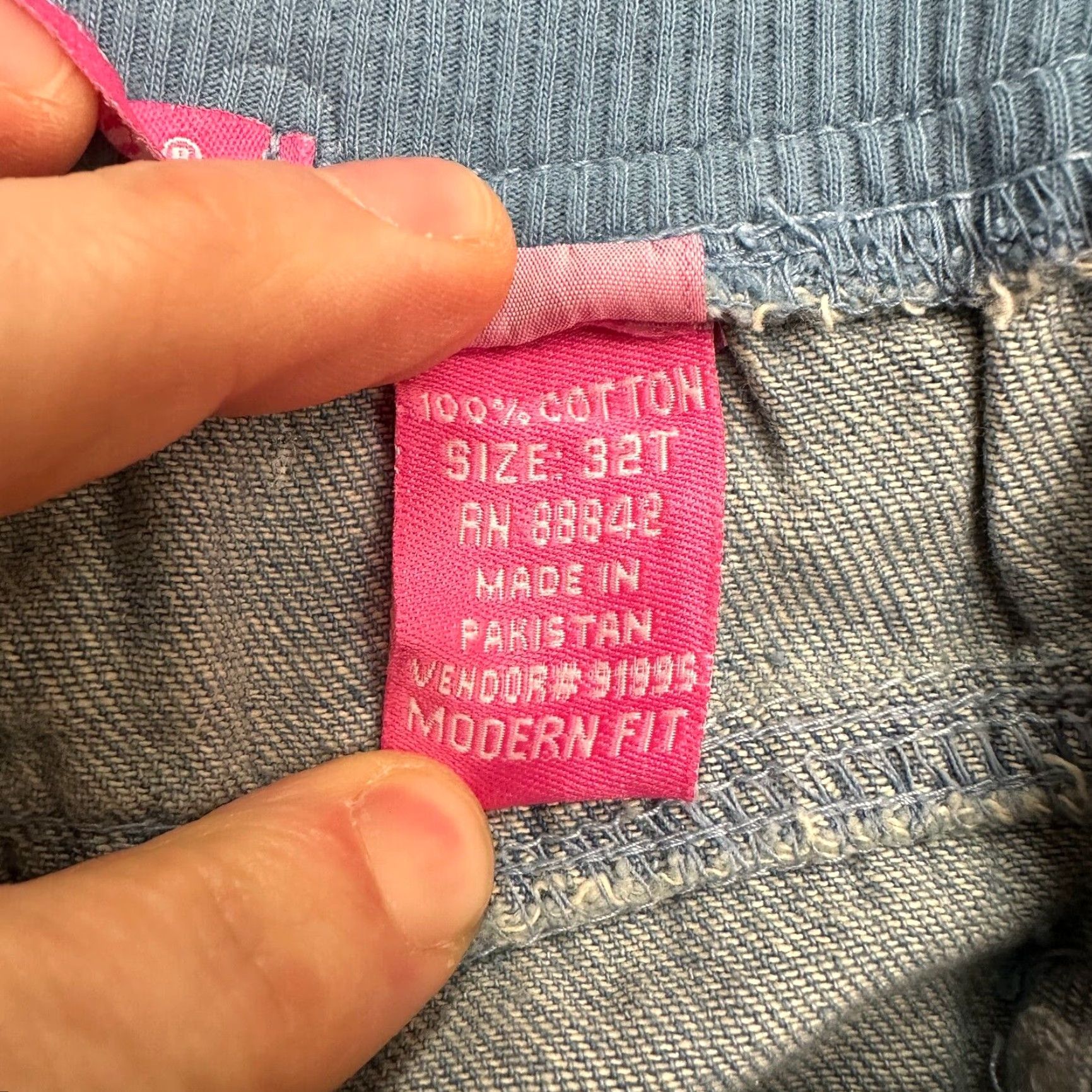 Vintage Woman Within Jeans Women 32 Tall Blue Cargo Wide-Leg Chambray Denim Button Elastic Waist High Rise Size 24" / US 00 / IT 34 - 7 Thumbnail