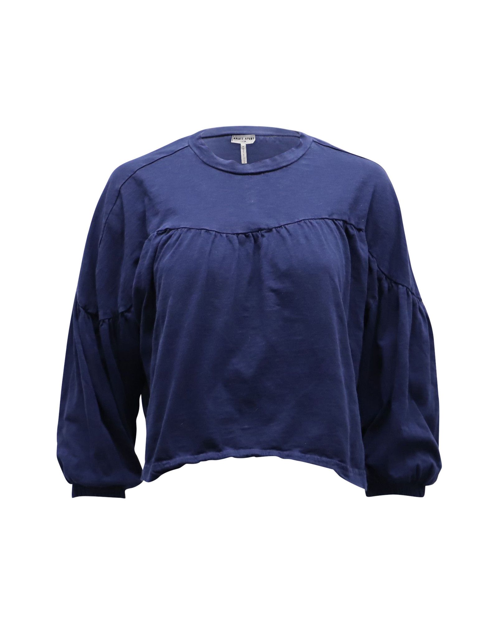 Apiece Apart Apiece Apart Vida Gathered Blouse in Navy Blue Cotton Size XS / US 0-2 / IT 36-38 - 1 Thumbnail
