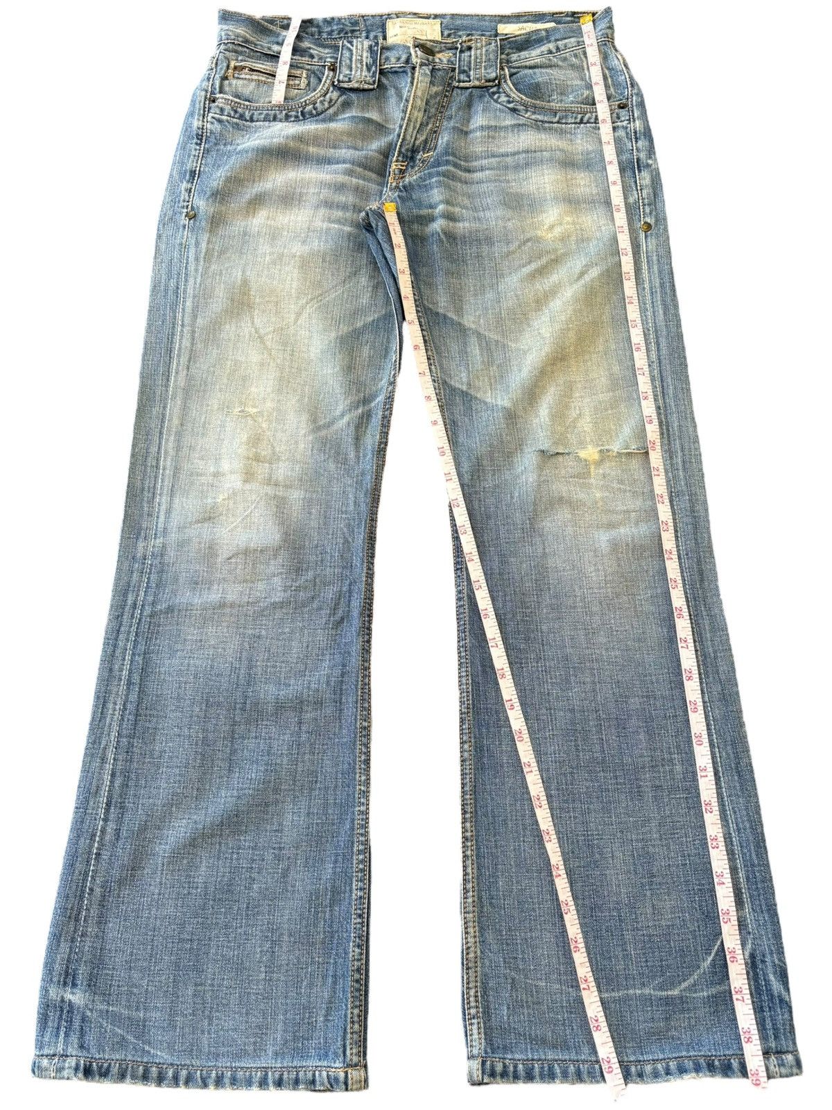 Taverniti Vintage Tavernity Sacha Mud Wash Distress Flare Jeans Size 33" - 7 Thumbnail