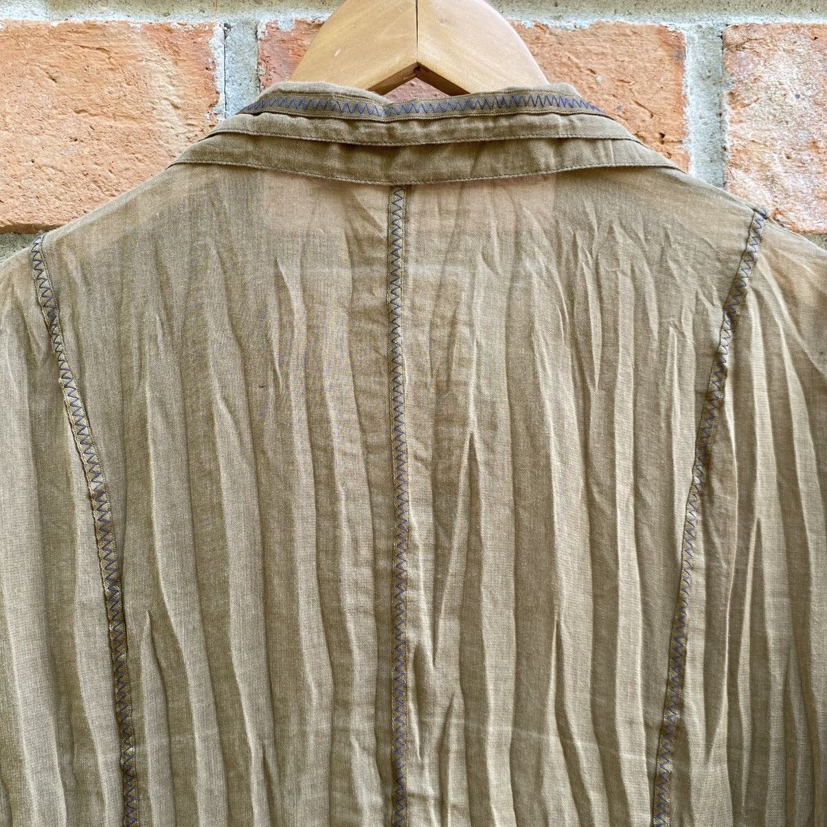 Japanese Brand Hiroko BIS Camel Beige Crinkle Button-Up Blouse Size L / US 10 / IT 46 - 11 Thumbnail