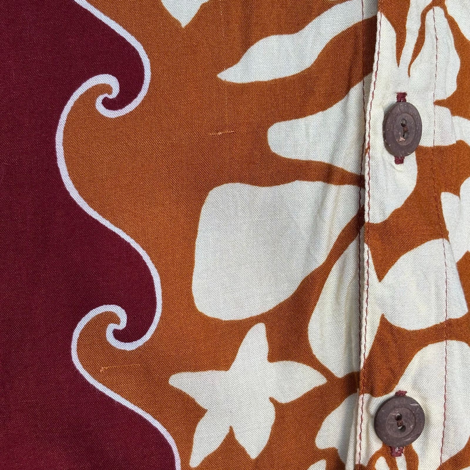 Vintage Vintage 90s Pineapple Lava Rust Burgundy Hibiscus Floral Top Size US L / EU 52-54 / 3 - 7 Thumbnail