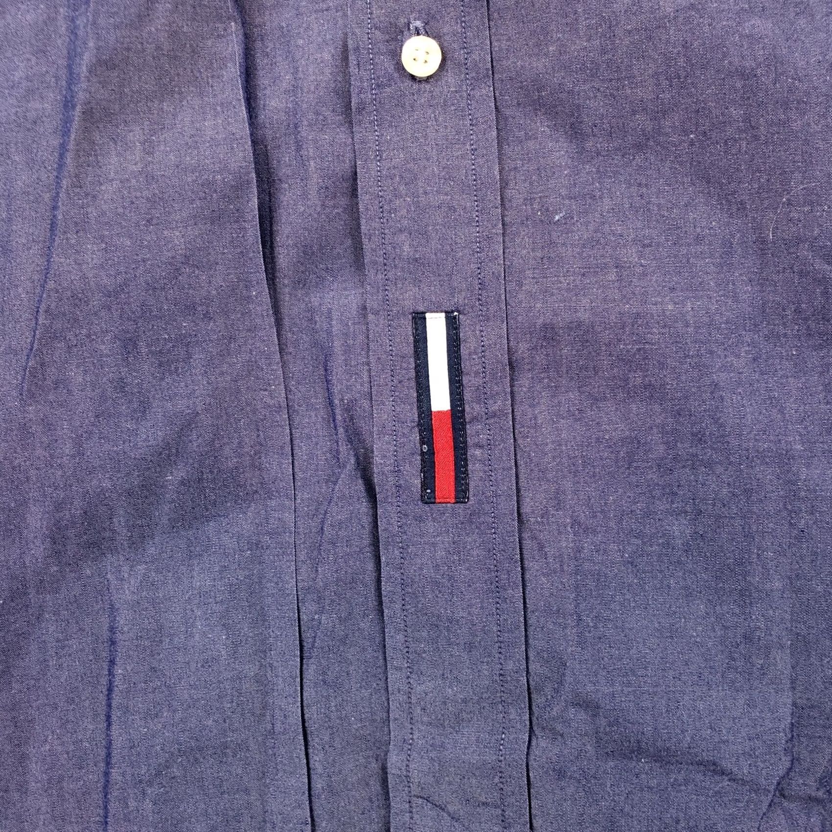 Tommy Hilfiger Tommy Hilfiger Dress Shirt Men 17 Button-Up Purple Regatta Classics Pocket Size 46R - 6 Thumbnail