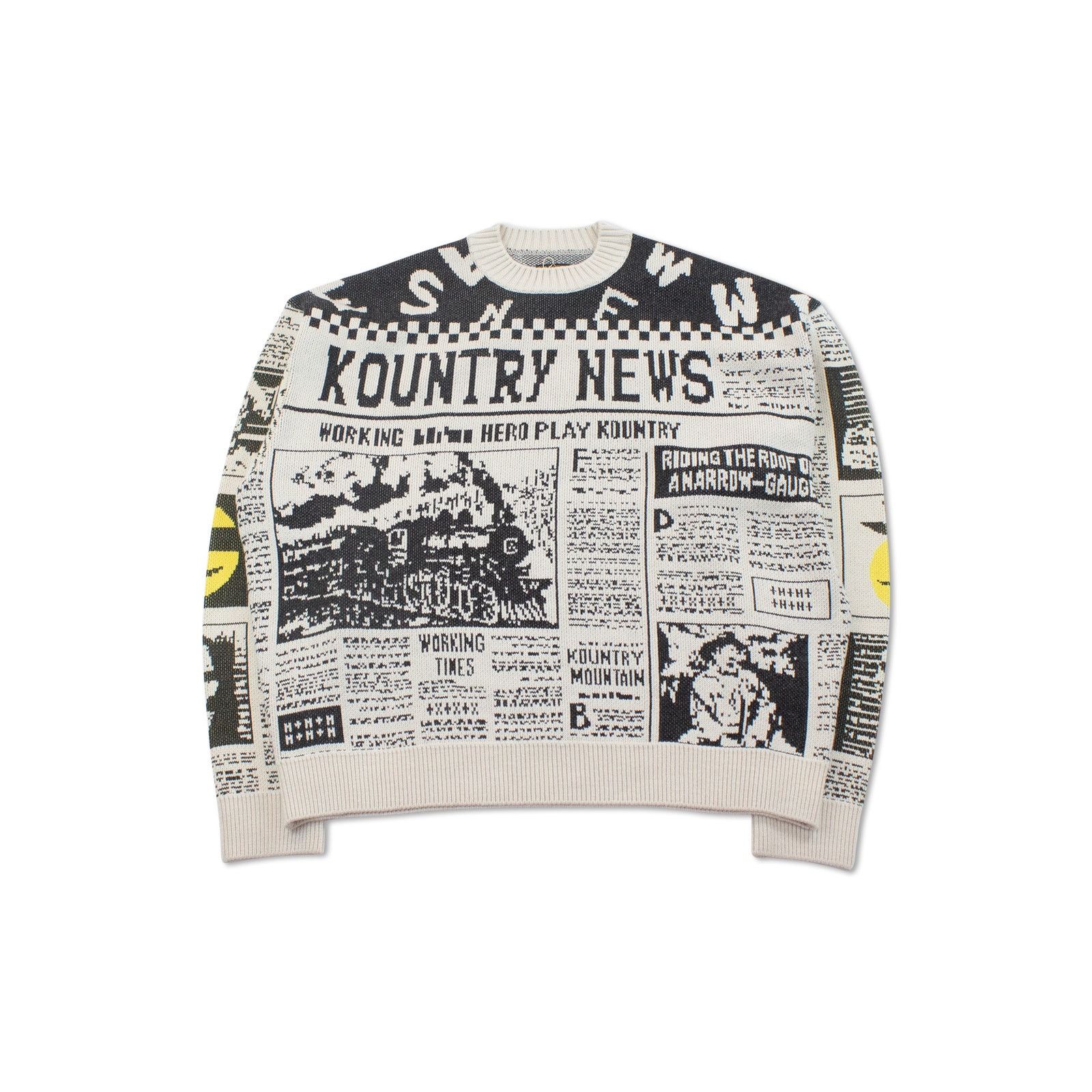 Kapital Kapital 8G Knit Newspaper Pattern Crew Sweater Kountry News Size US S / EU 44-46 / 1 - 6 Thumbnail