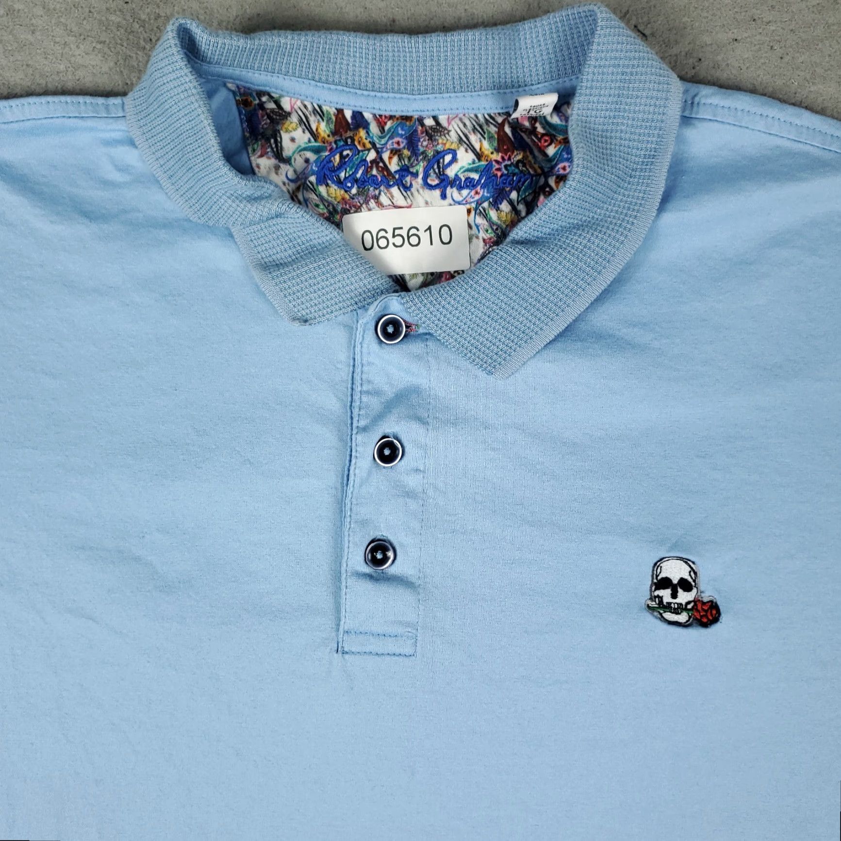 Robert Graham Robert Graham Polo Shirt Mens XL Blue Skull Embroidered Short Sleeve Adult Size US XL / EU 56 / 4 - 2 Thumbnail