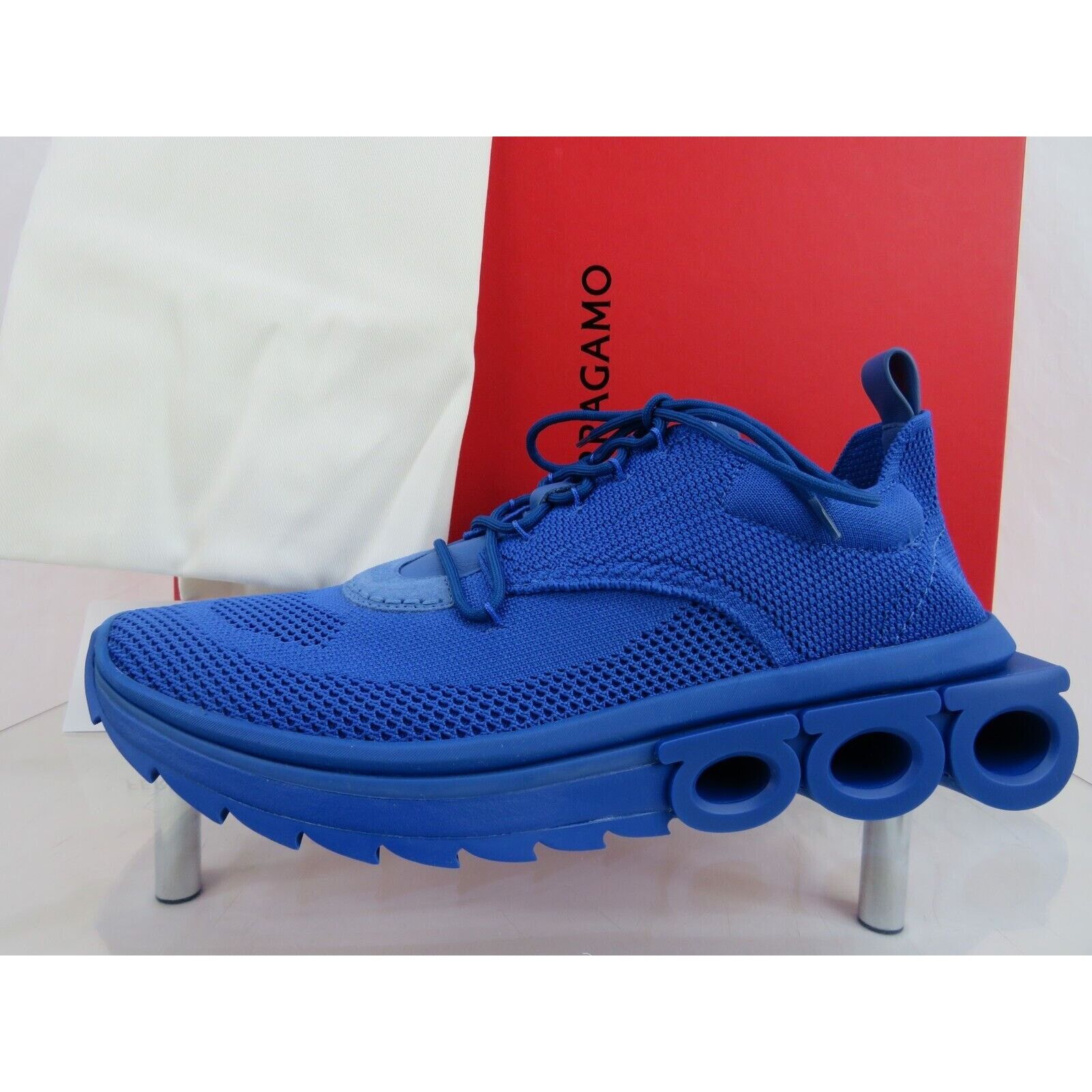 Salvatore Ferragamo FERRAGAMO BLUE NIMA MESH LACE LOGO LOW SNEAKERS 10.5 43.5 Size US 10.5 / EU 43-44 - 7 Thumbnail