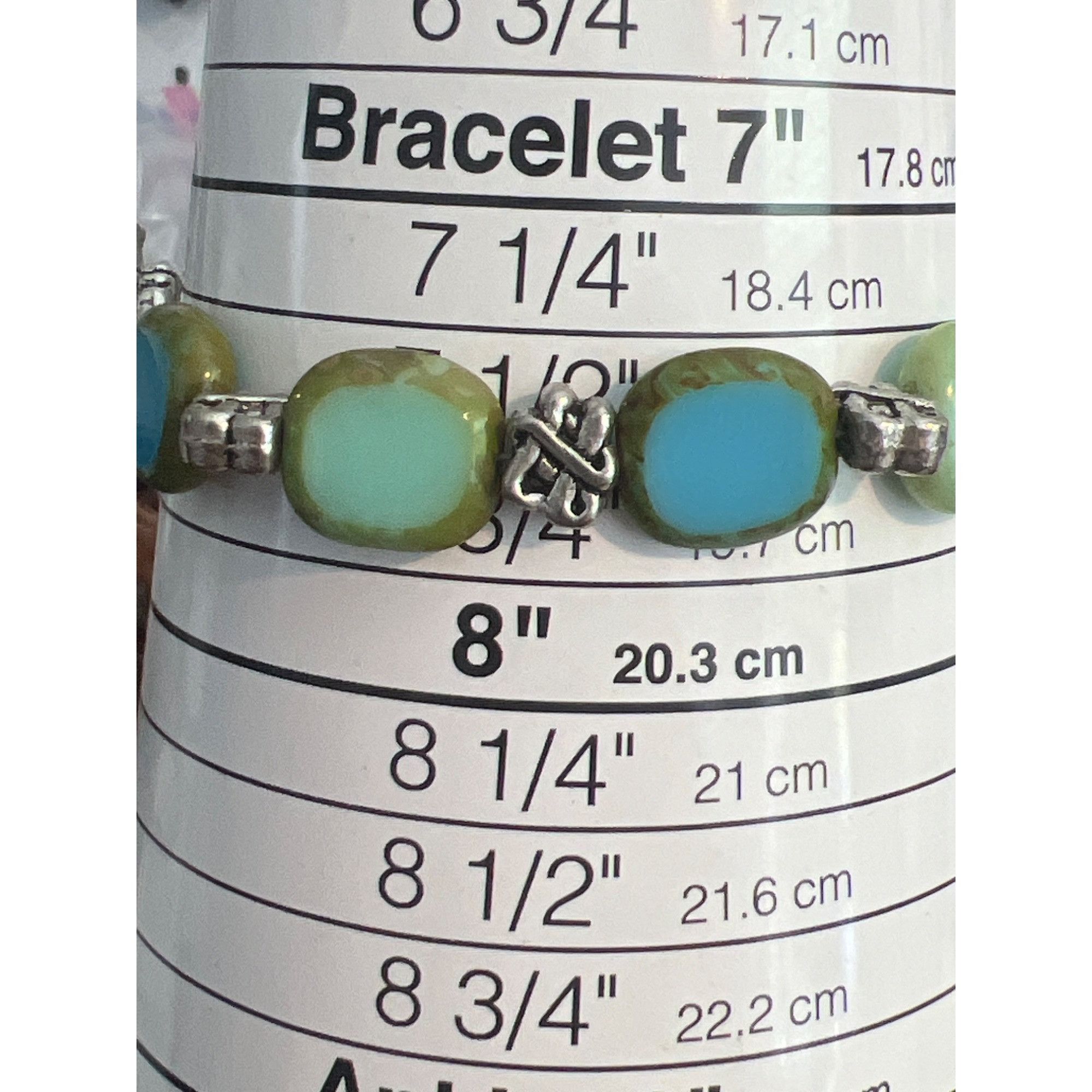 Other Vintage Silver Tone Turquoise Beaded Bracelet Heart Toggle C Size ONE SIZE - 5 Thumbnail