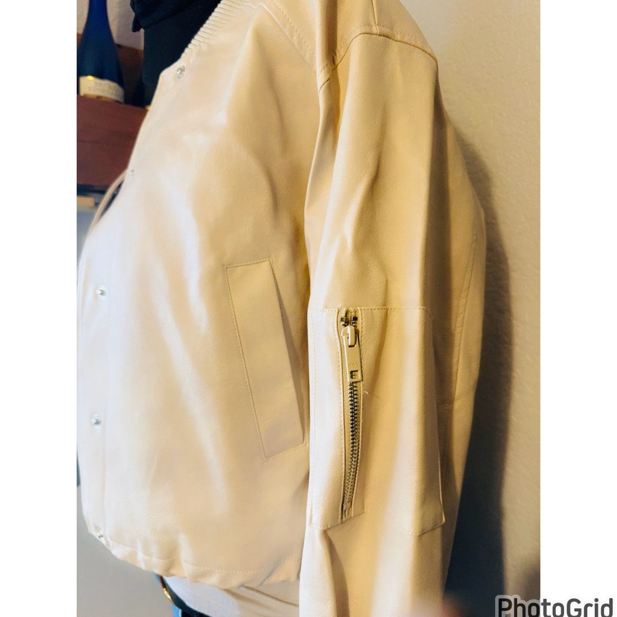 Jones New York Faux Leather Bomber Jacket Size M / US 6-8 / IT 42-44 - 4 Thumbnail