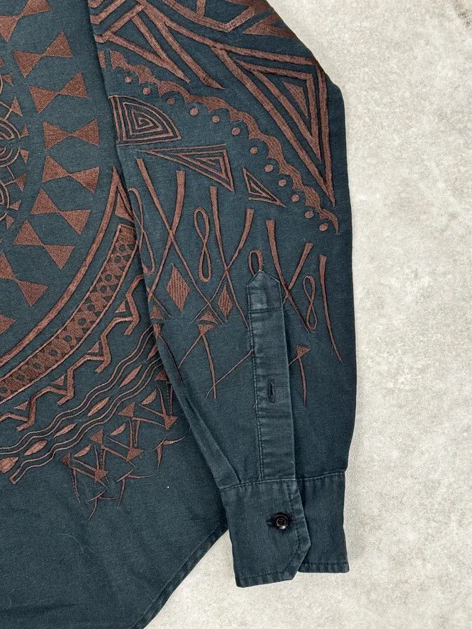 Roberto Cavalli Roberto Cavalli Black & Brown Crop Circle Embroidered Shirt Size US M / EU 48-50 / 2 - 9 Thumbnail