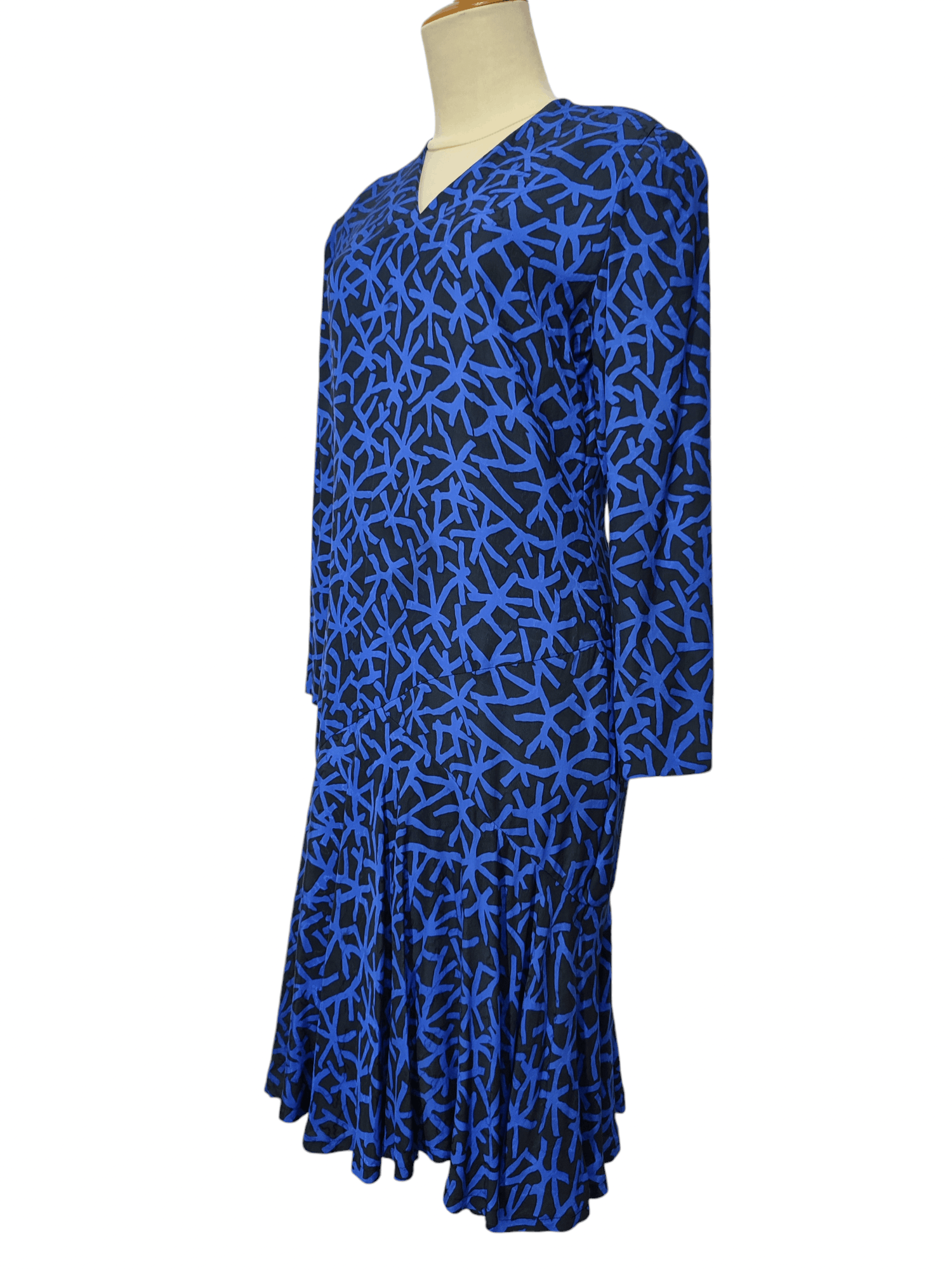 Christian Dior Monsieur × Vintage 🔥Vtg Christian Dior🔥Absract Graphic Silk Midi Dress Size M / US 6-8 / IT 42-44 - 2 Thumbnail