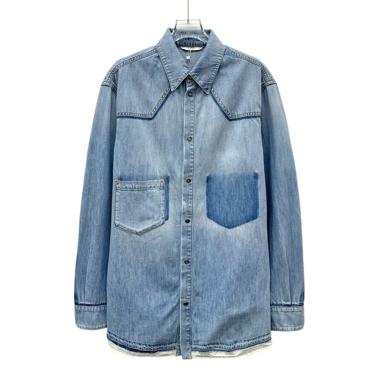 Valentino Valentino Blue Washed Cotton Long Sleeve Denim Shirt K26WX Size US S / EU 44-46 / 1 - 1 Thumbnail