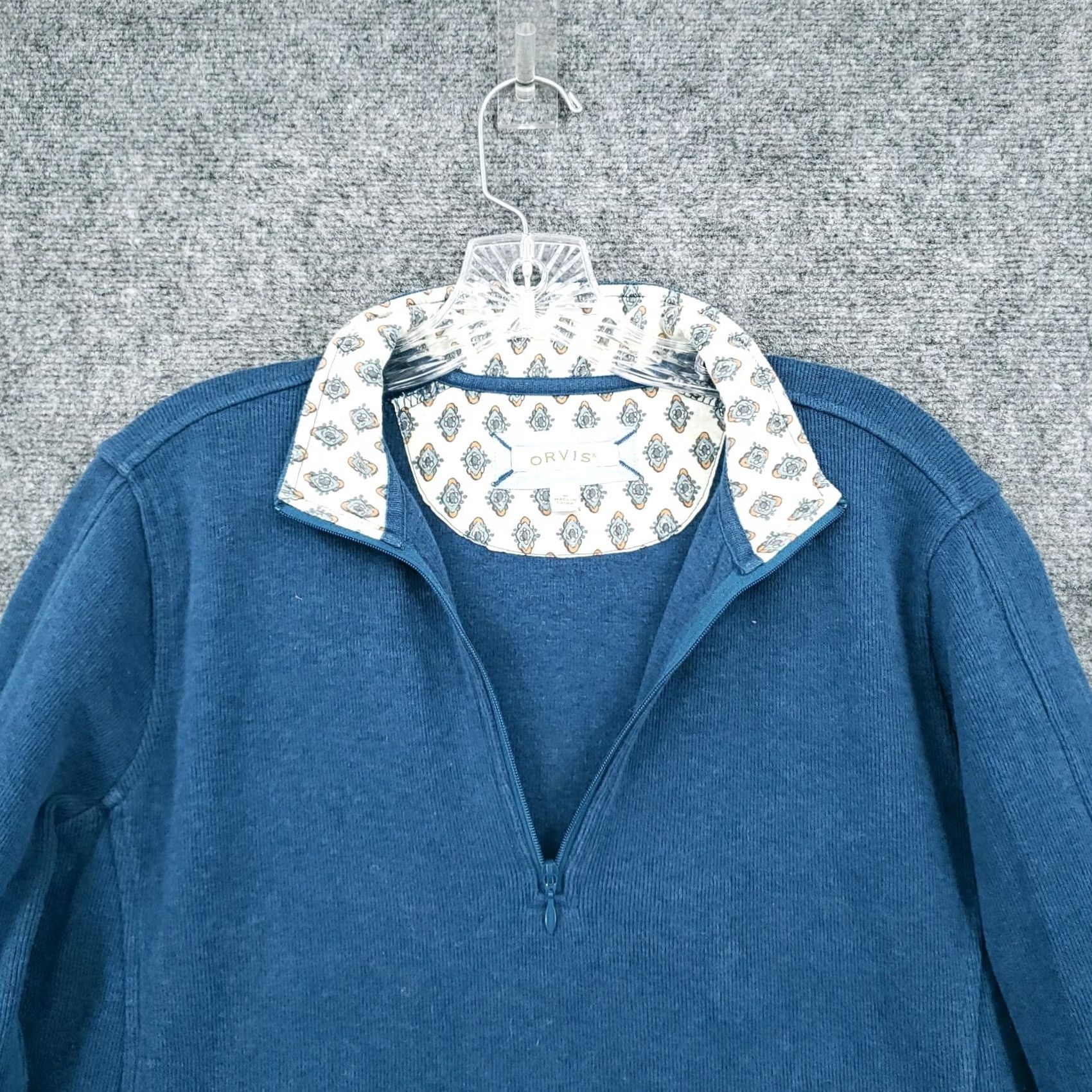 Orvis Orvis Sweater Mens M Medium Blue 1/4 Zip Pullover Mock Neck Long Sleeve Lined Size US M / EU 48-50 / 2 - 7 Thumbnail